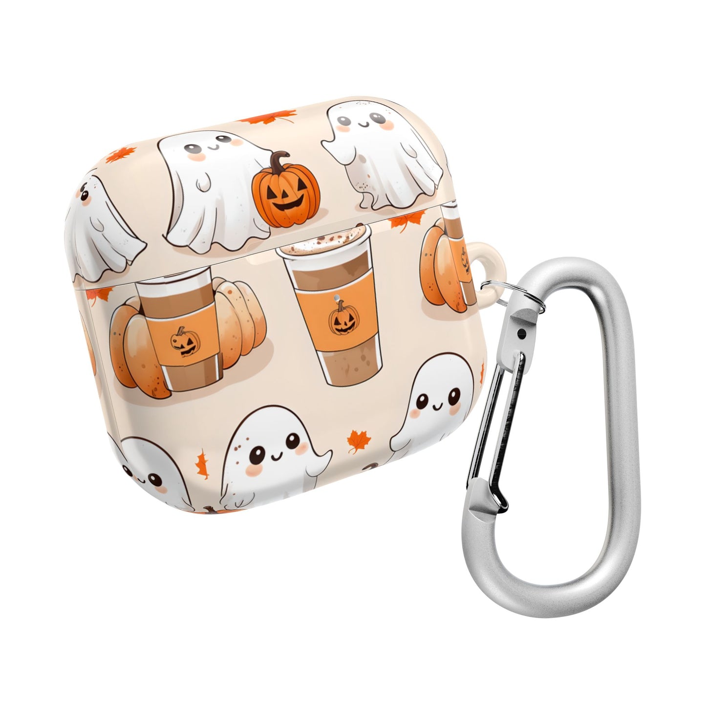 Fall Ghost Coffee AirPods Case, Cute Halloween AirPods Case, Pumpkin Coffee AirPods Cover, Autumn Ghost AirPods Case