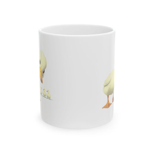 Cute Duck Family Ceramic Mug, Adorable Gift for Moms, Nature Lover Coffee Cup, Spring Decor, Birthday Present for Friends