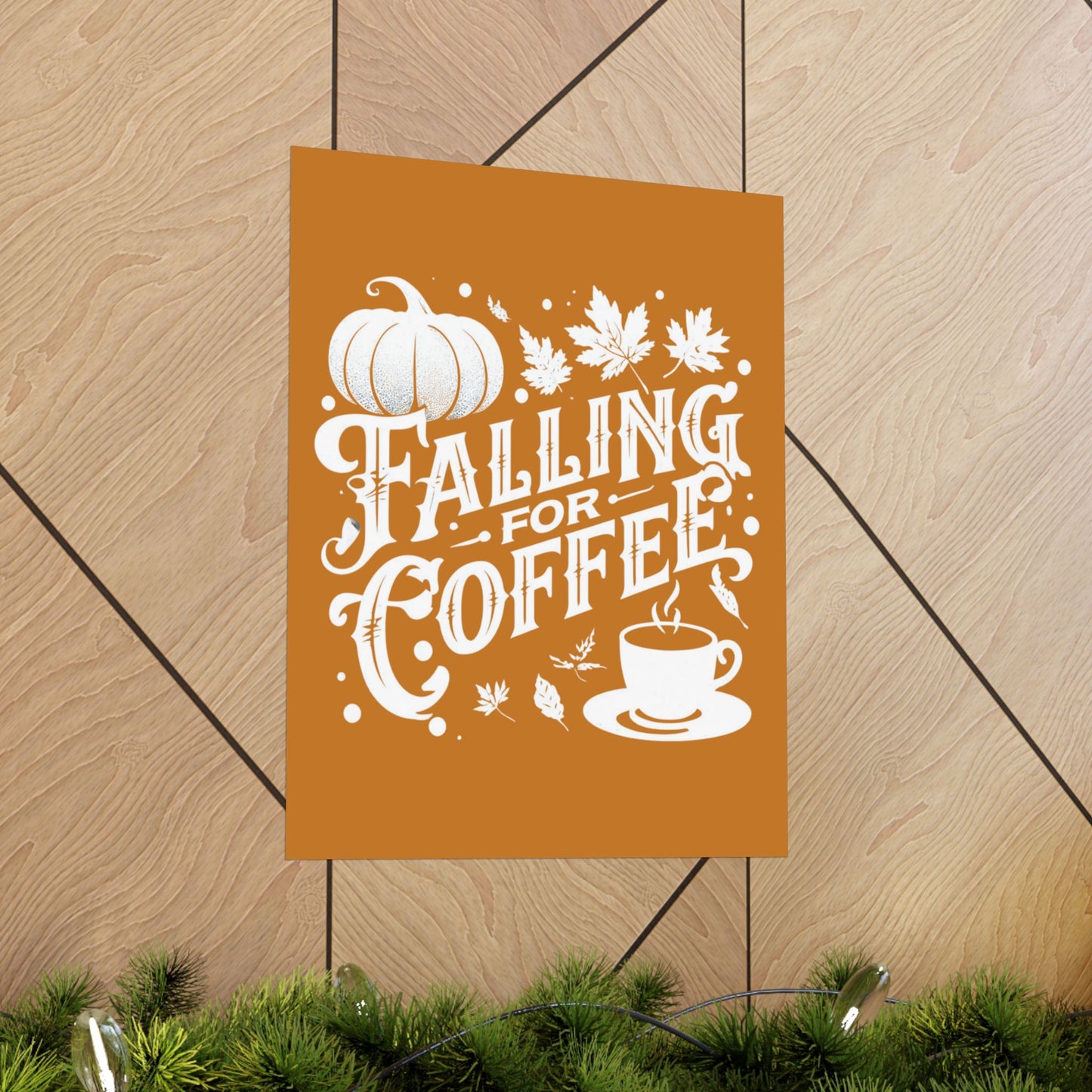Fall Coffee Poster, Autumn Wall Art, Pumpkin Spice Decor, Cozy Home Decoration, Seasonal Typography Print
