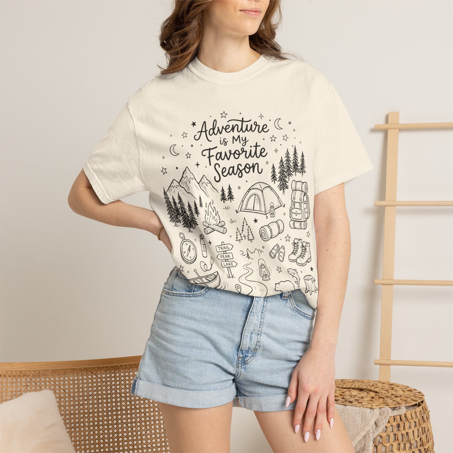 Adventure Shirt, Outdoorsy Graphic Tee, Camping Hiking Shirt, Blue Jean Comfort Colors Tee, Nature Lover Gift