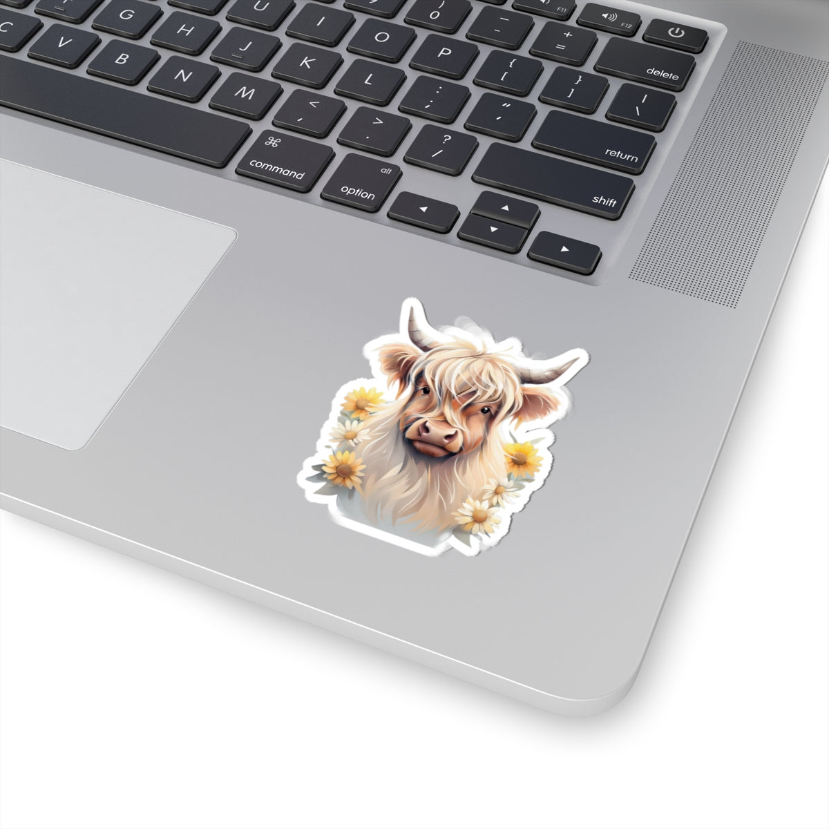 Charming Highland Cow Kiss-Cut Stickers, Cute Cow Decor, Floral Cow Stickers, Laptop Decals, Animal Lover Gifts, Farmhouse Style