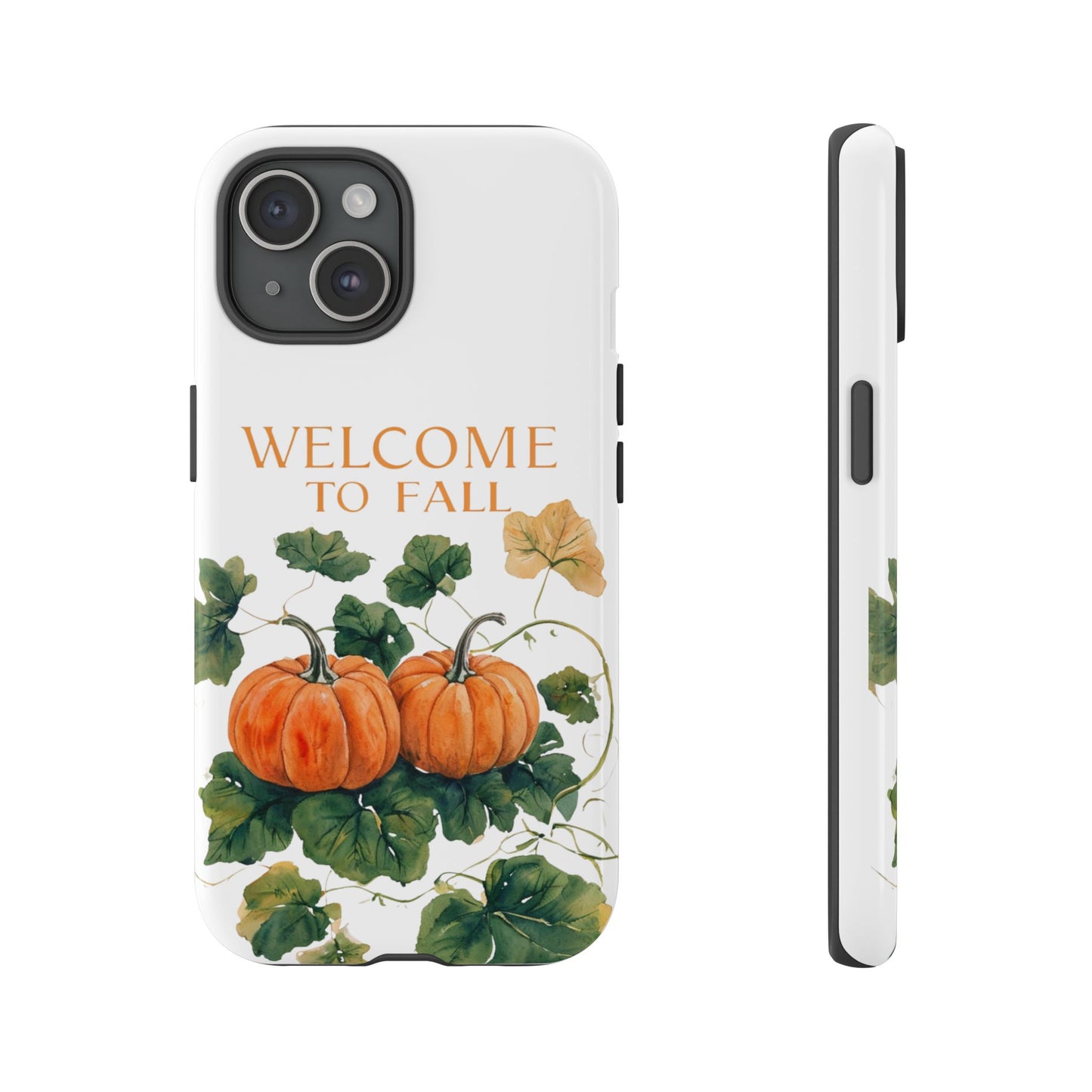 Welcome to Fall Phone Case, Pumpkin Autumn Leaves Design, Fall Aesthetic iPhone Cover, Seasonal Harvest Gift for Her