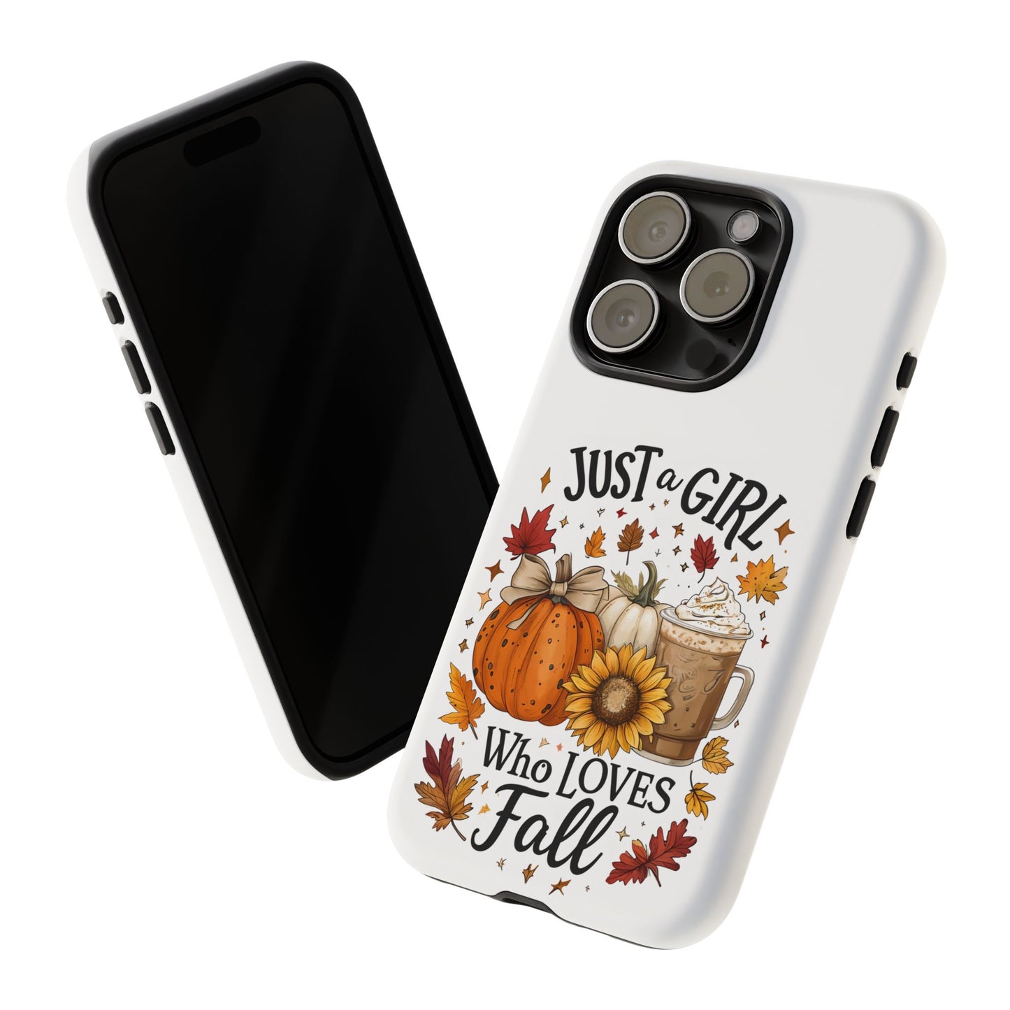 Just a Girl Who Loves Fall Phone Case, Autumn Aesthetic iPhone Cover, Pumpkin Spice Latte Case, Cute Fall Gift