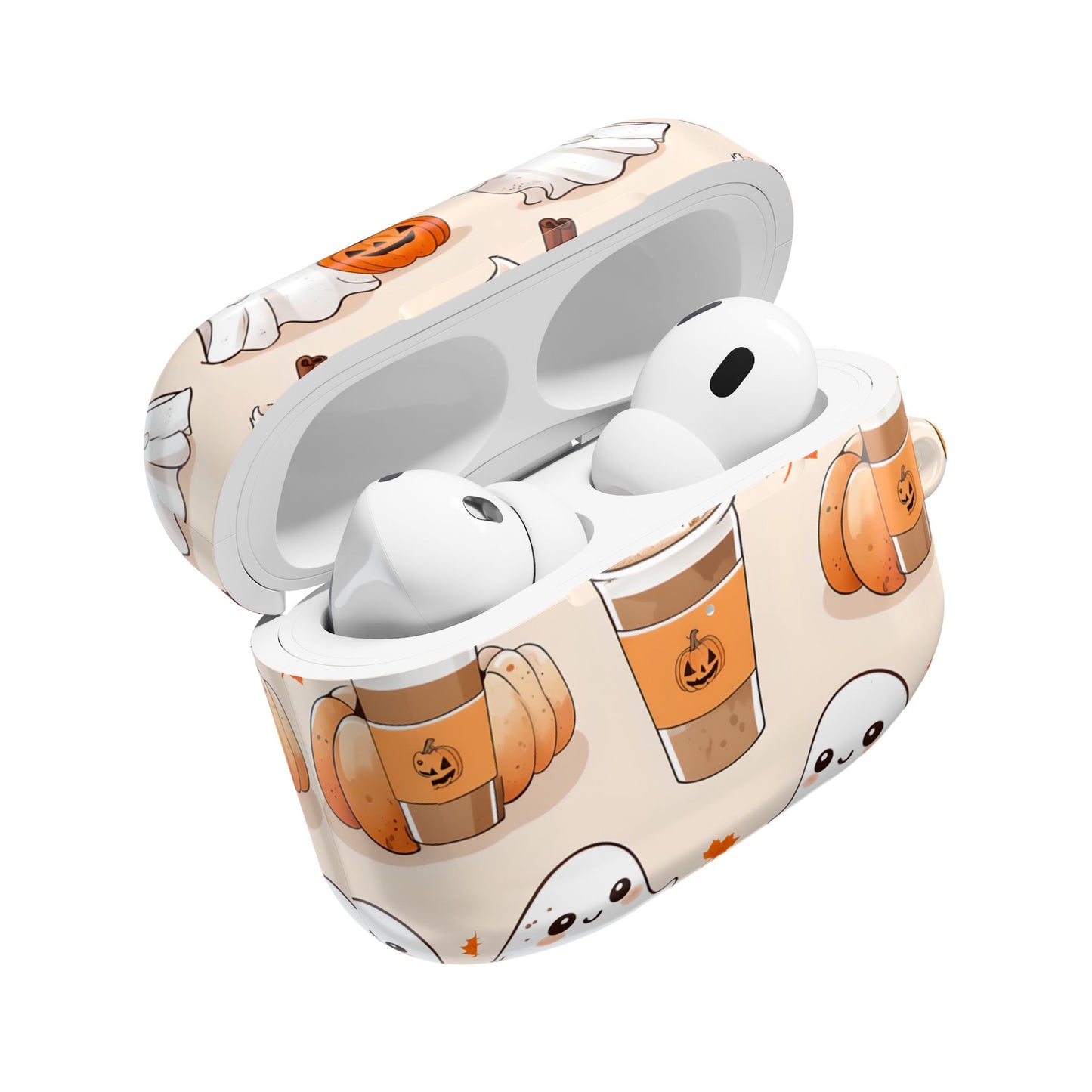Fall Ghost Coffee AirPods Case, Cute Halloween AirPods Case, Pumpkin Coffee AirPods Cover, Autumn Ghost AirPods Case