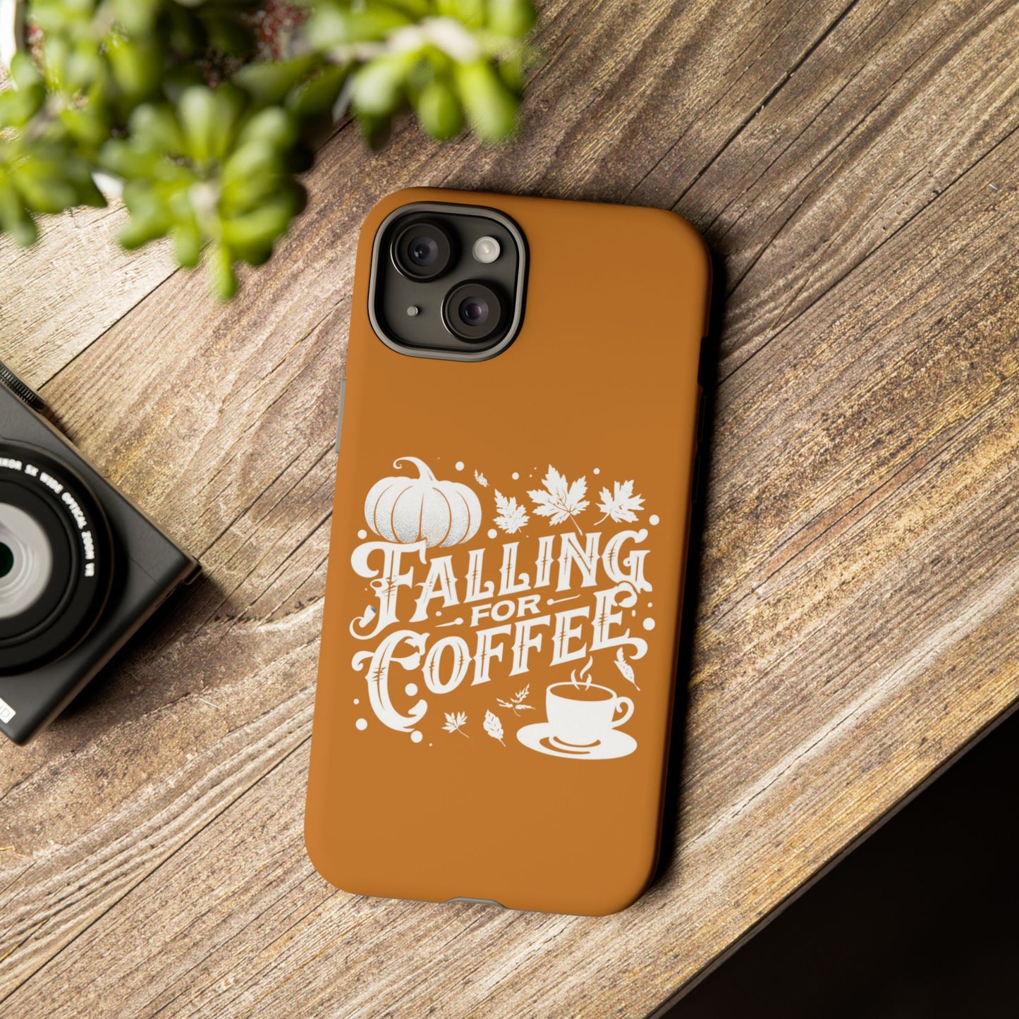 Falling for Coffee Phone Case, Fall Pumpkin Coffee Lover Gift, Autumn Phone Cover, Cozy Coffee Vibes Case, Pumpkin Spice Season Accessory