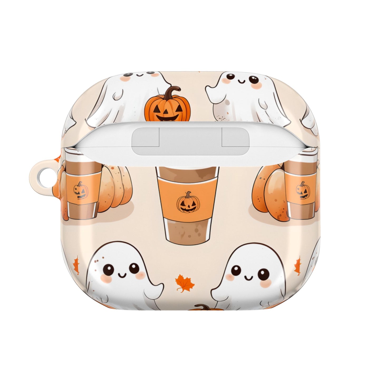 Fall Ghost Coffee AirPods Case, Cute Halloween AirPods Case, Pumpkin Coffee AirPods Cover, Autumn Ghost AirPods Case