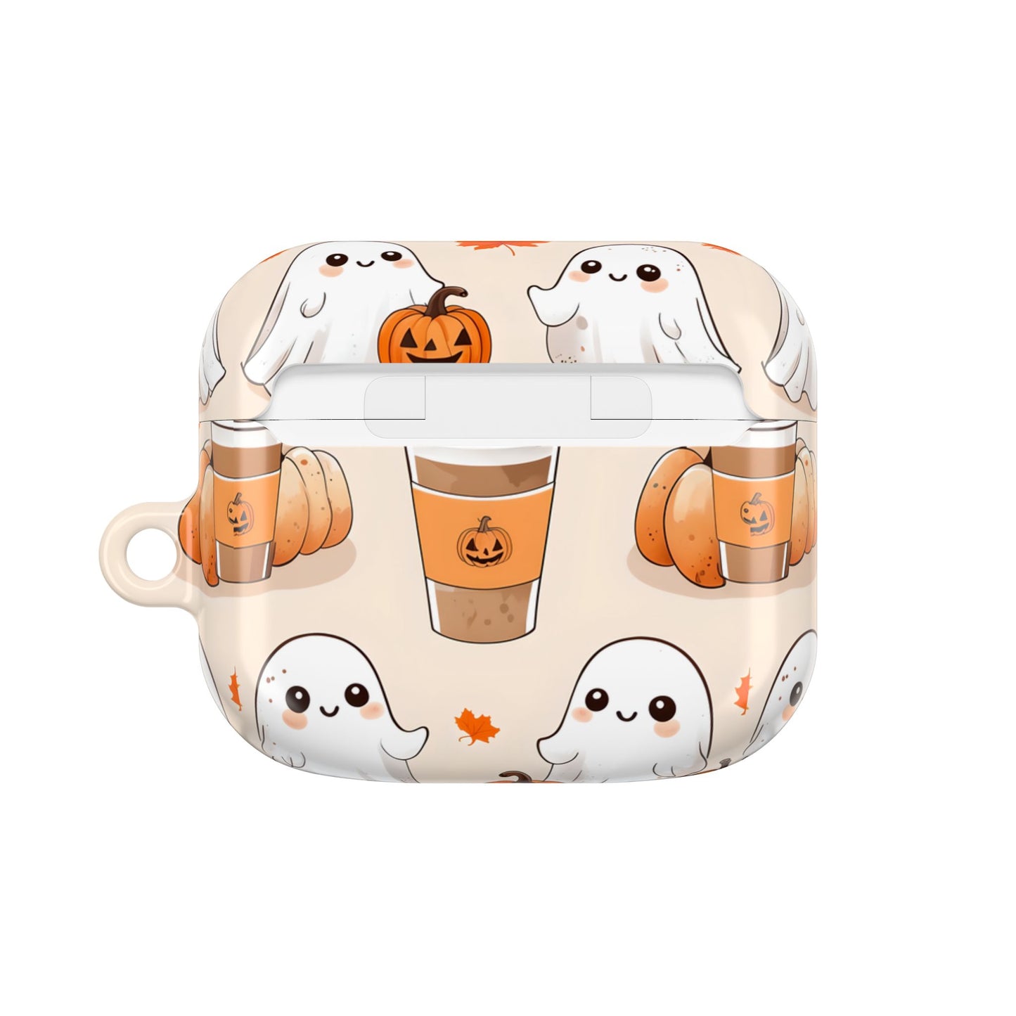 Fall Ghost Coffee AirPods Case, Cute Halloween AirPods Case, Pumpkin Coffee AirPods Cover, Autumn Ghost AirPods Case