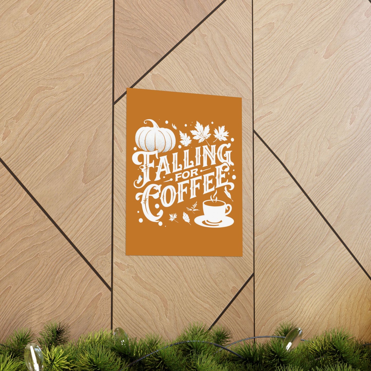Fall Coffee Poster, Autumn Wall Art, Pumpkin Spice Decor, Cozy Home Decoration, Seasonal Typography Print
