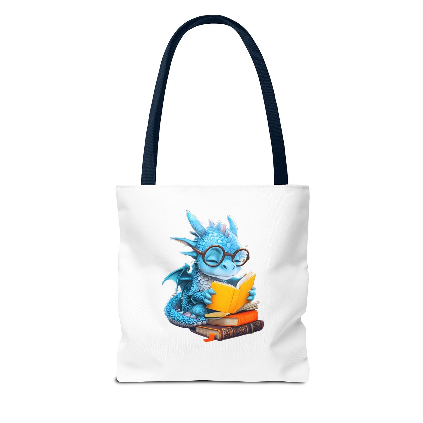 Cute Dragon Reading Tote Bag, Book Lover Gift, Fantasy Art Tote, Dragon Enthusiast, Whimsical Bag for Everyday Use