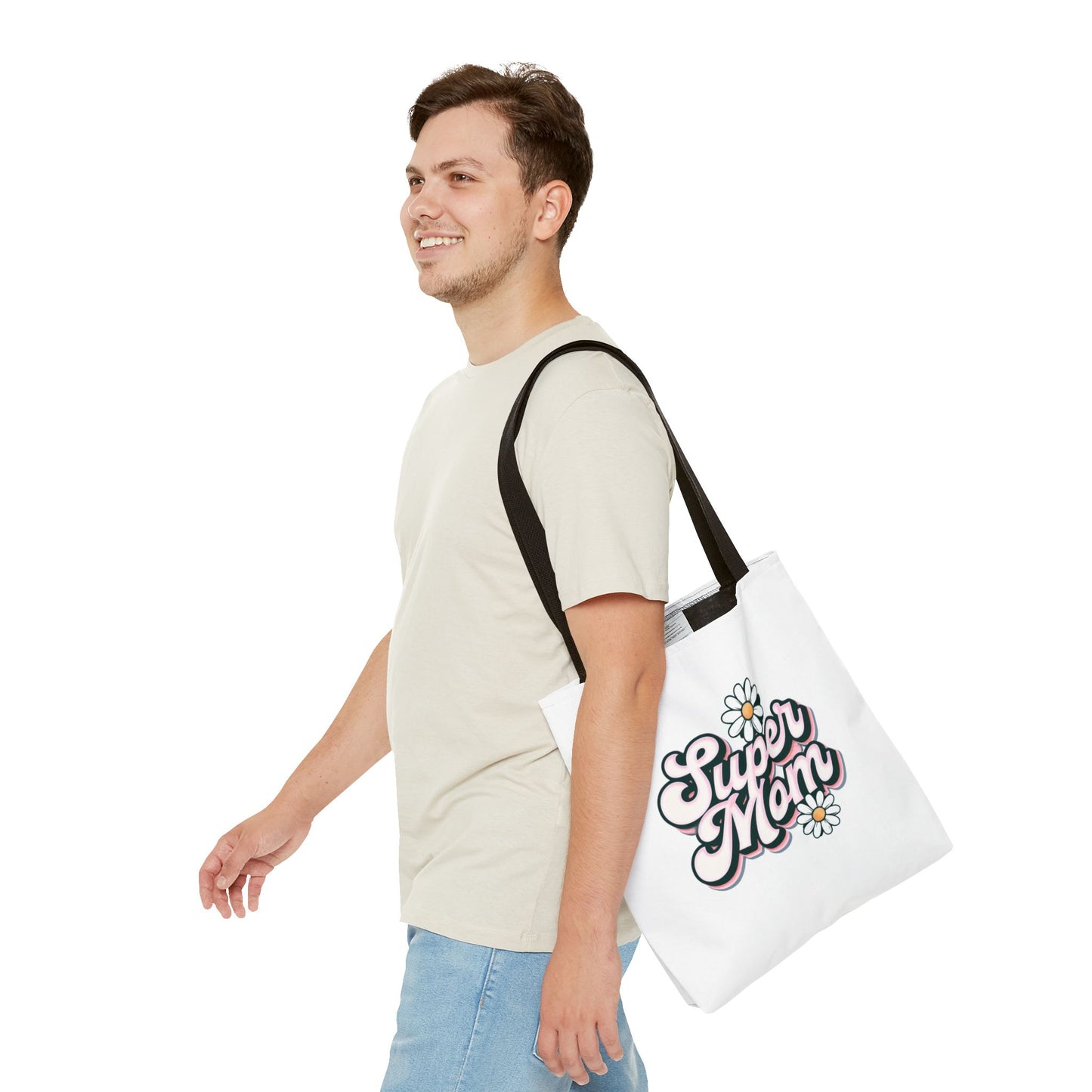 Super Mom Tote Bag - Floral Gift for Mothers Day, Shopping Bag, Eco-Friendly, Everyday Use, Mother's Day Gift, Mom Life