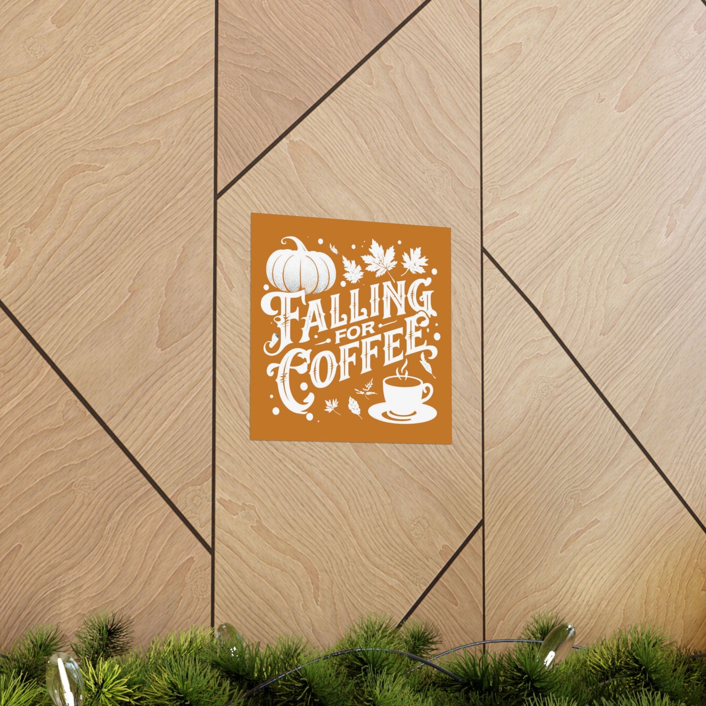 Fall Coffee Poster, Autumn Wall Art, Pumpkin Spice Decor, Cozy Home Decoration, Seasonal Typography Print