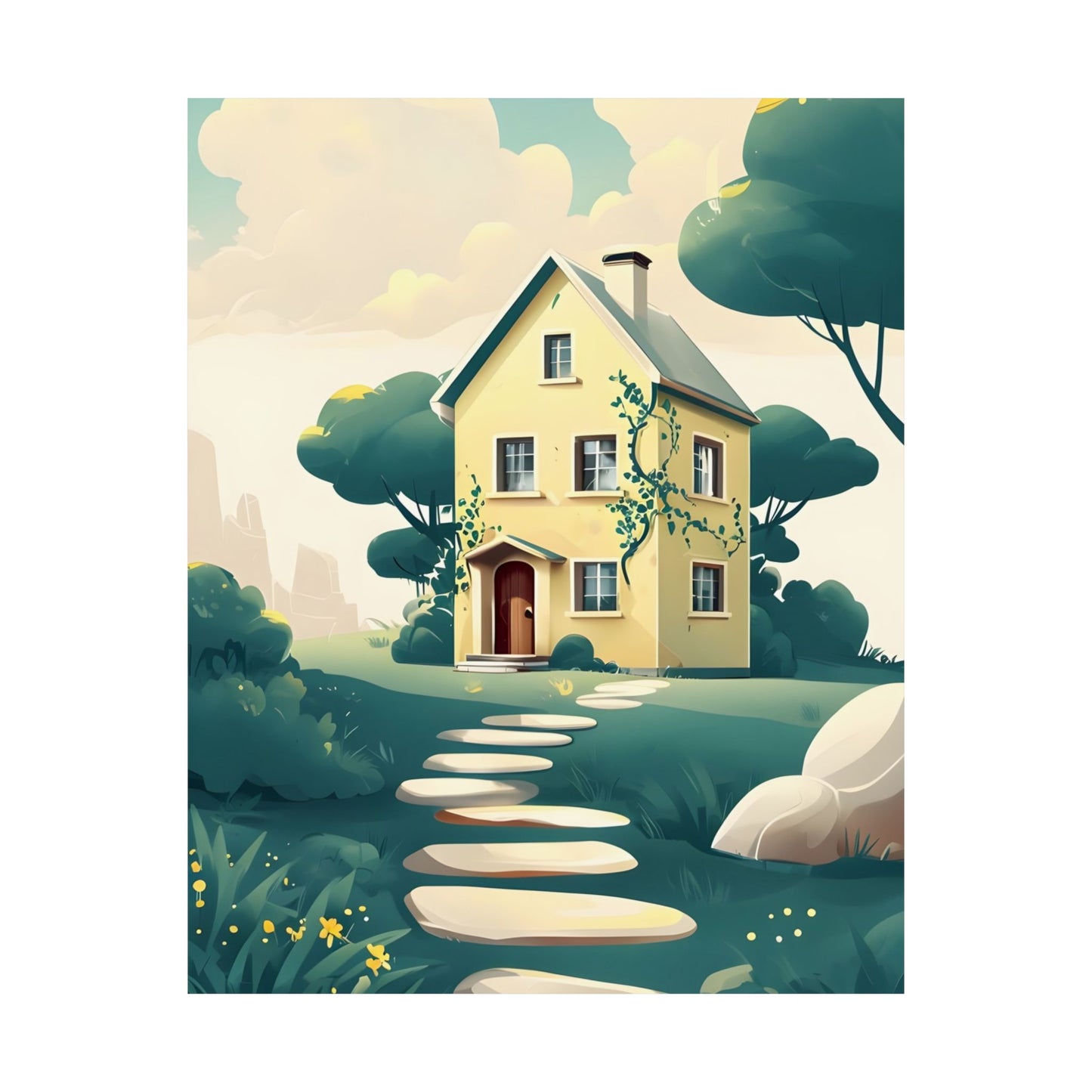 Charming Matte Vertical Posters of Whimsical House Designs | Home Decor, Wall Art, New Home Gifts, Nature-Themed Decor, Housewarming