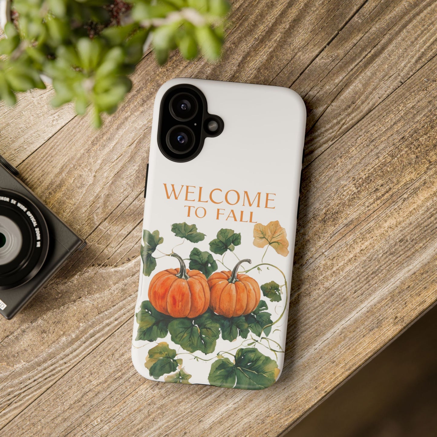 Welcome to Fall Phone Case, Pumpkin Autumn Leaves Design, Fall Aesthetic iPhone Cover, Seasonal Harvest Gift for Her