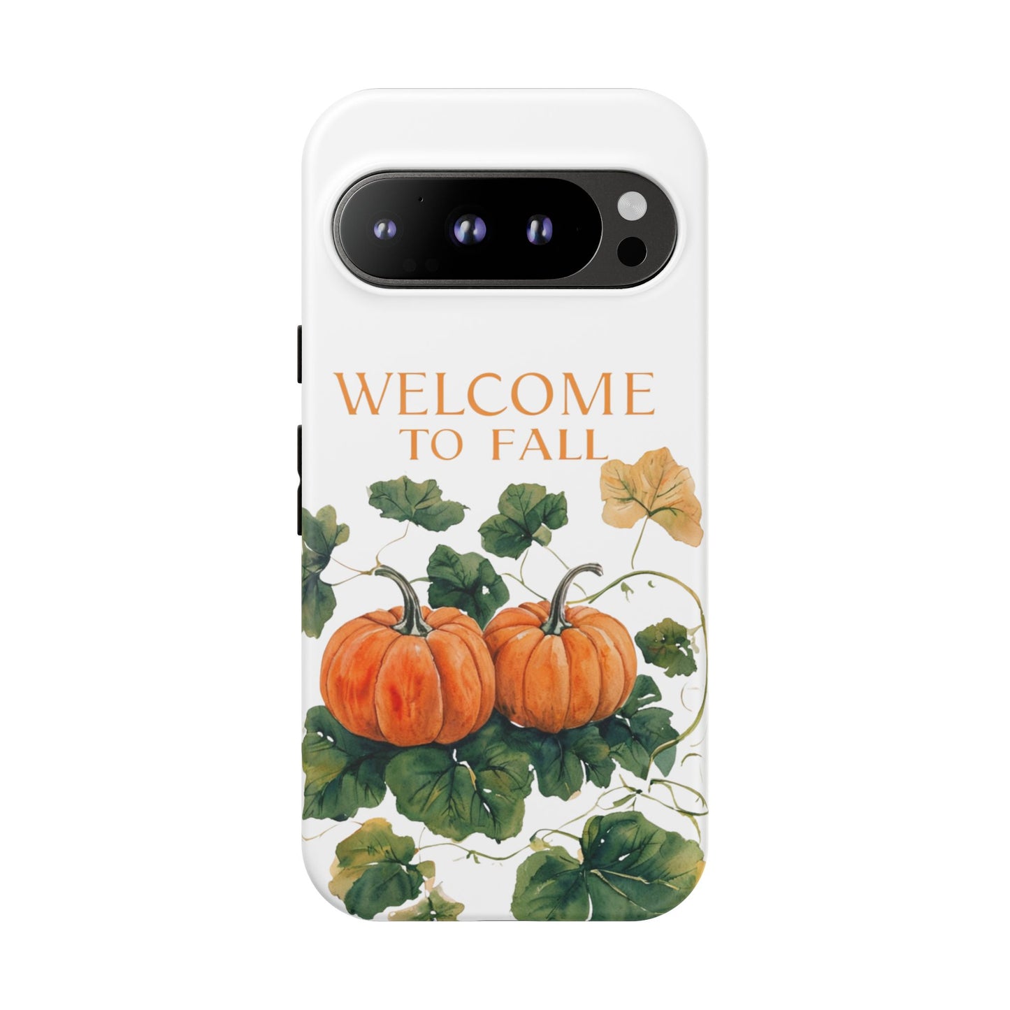 Welcome to Fall Phone Case, Pumpkin Autumn Leaves Design, Fall Aesthetic iPhone Cover, Seasonal Harvest Gift for Her