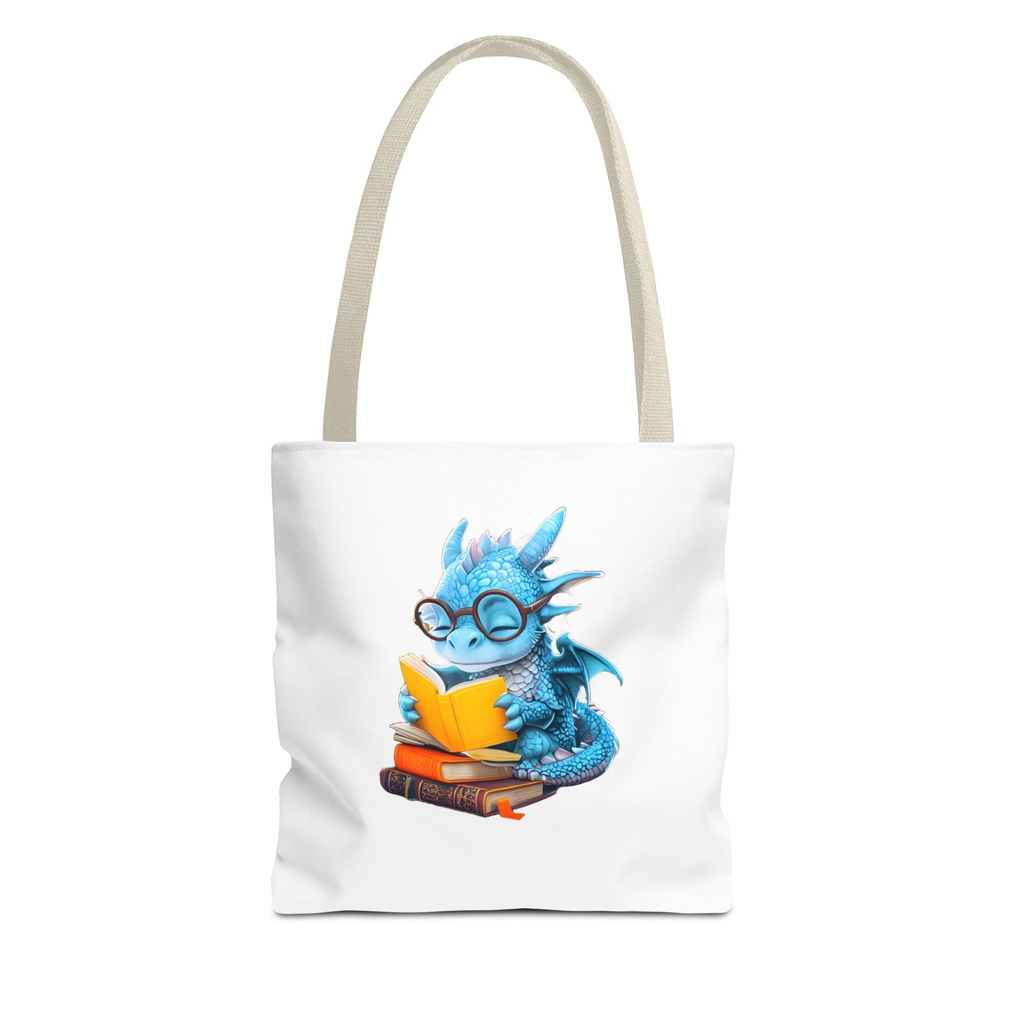 Cute Dragon Reading Tote Bag, Book Lover Gift, Fantasy Art Tote, Dragon Enthusiast, Whimsical Bag for Everyday Use