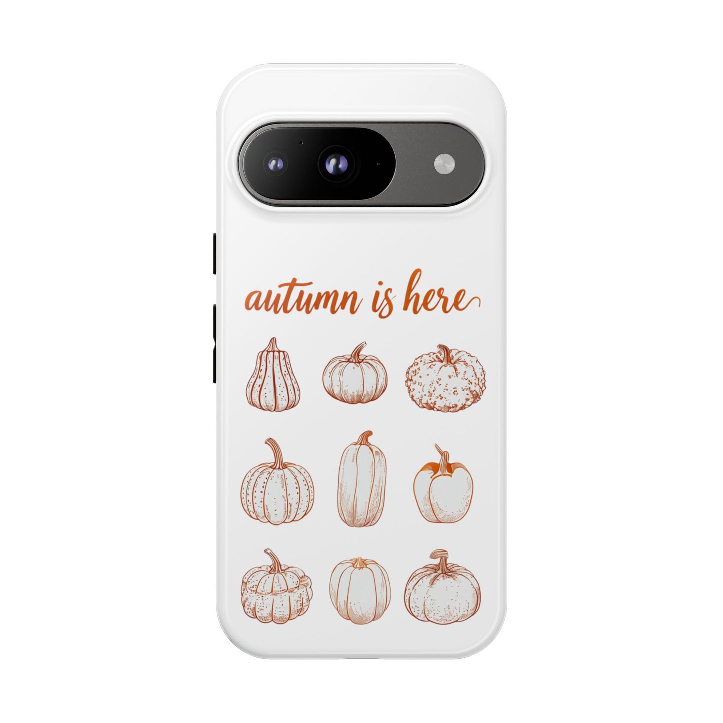 Autumn is Here Pumpkin Phone Case, Fall Pumpkin Illustration Phone Cover, Seasonal Autumn Phone Accessory