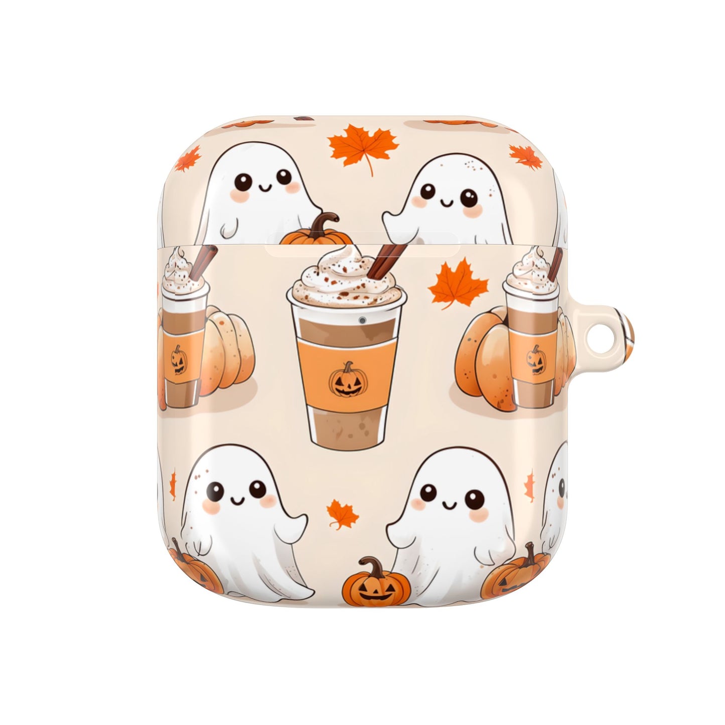 Fall Ghost Coffee AirPods Case, Cute Halloween AirPods Case, Pumpkin Coffee AirPods Cover, Autumn Ghost AirPods Case