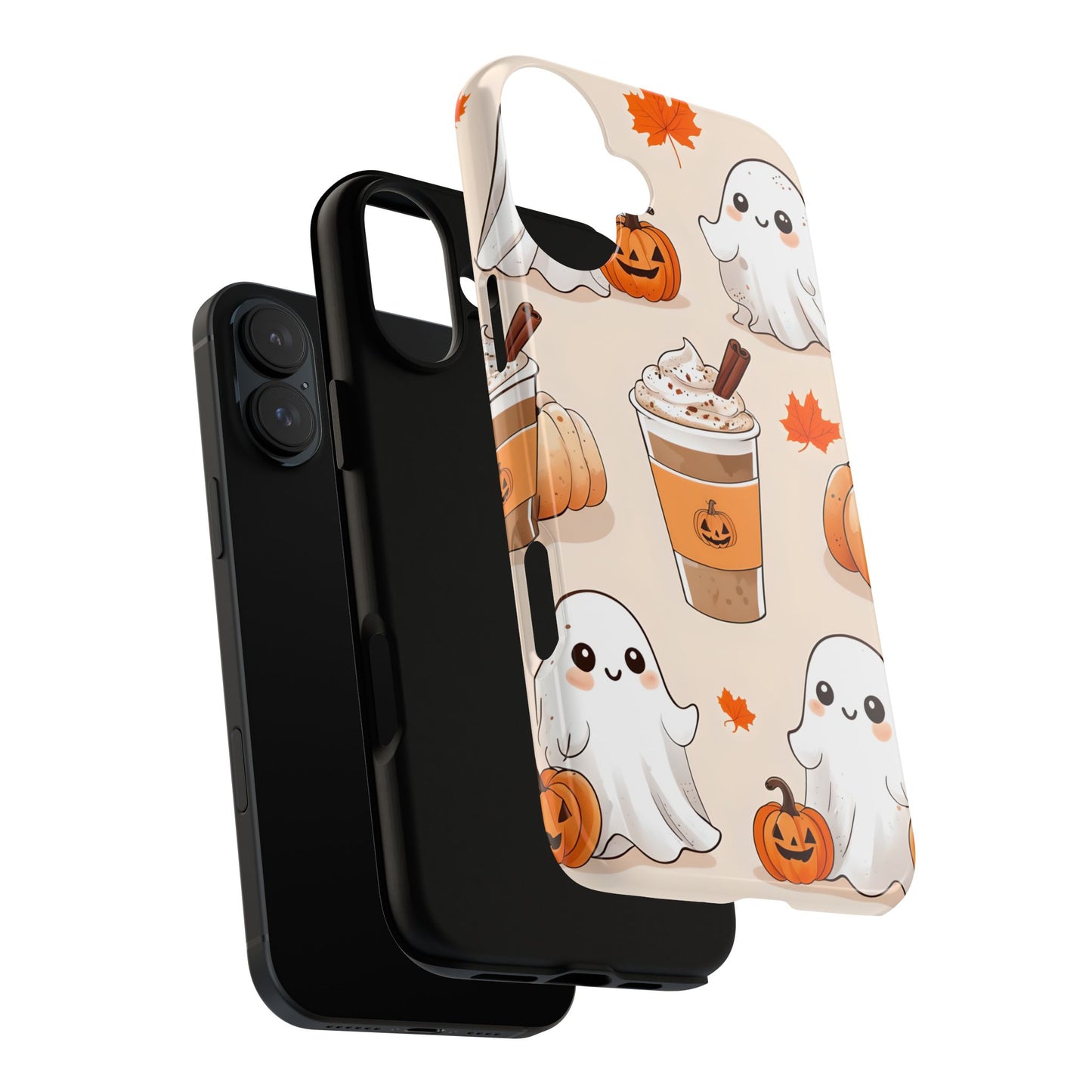 Kawaii Ghost Phone Case, Halloween Coffee Case, Pumpkin Spice iPhone Cover, Cute Fall Phone Grip, Spooky Season Aesthetic