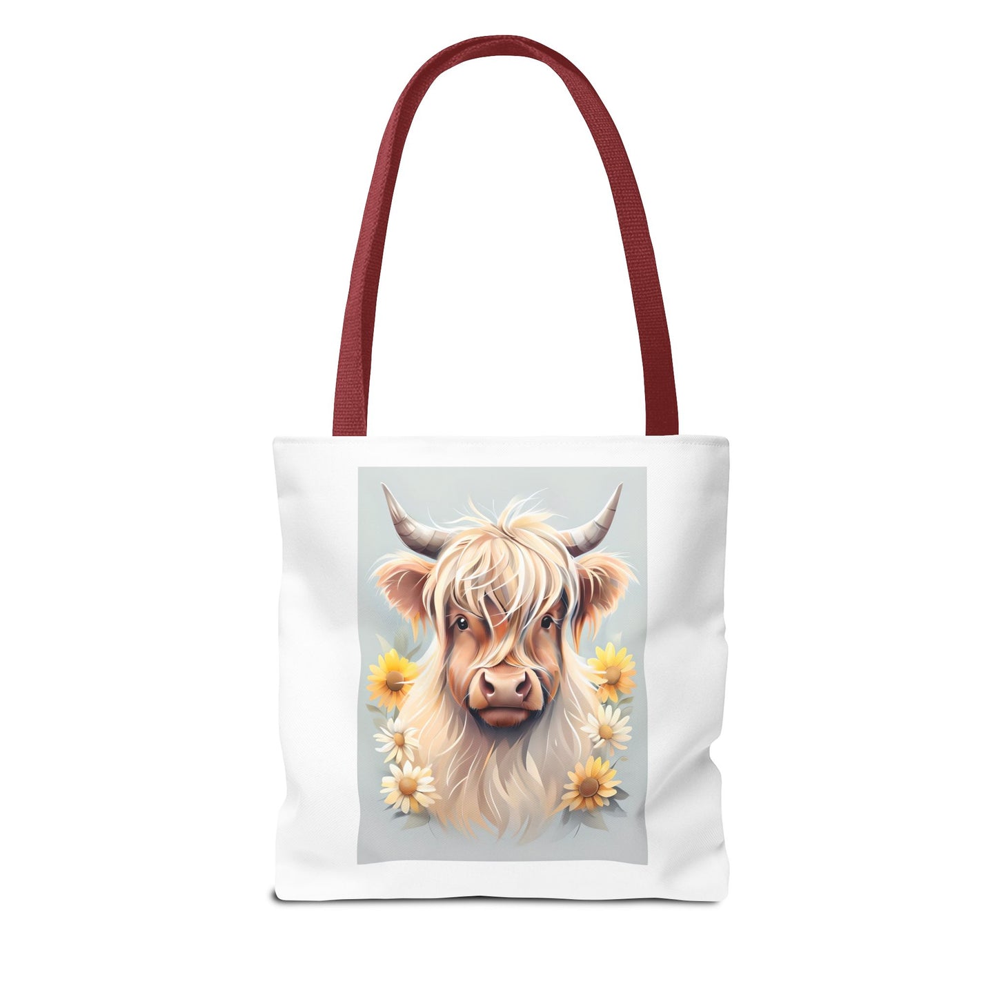 Adorable Highland Cow Tote Bag, Farmhouse Decor, Animal Lover Gift, Floral Print, Everyday Use, Easter gift
