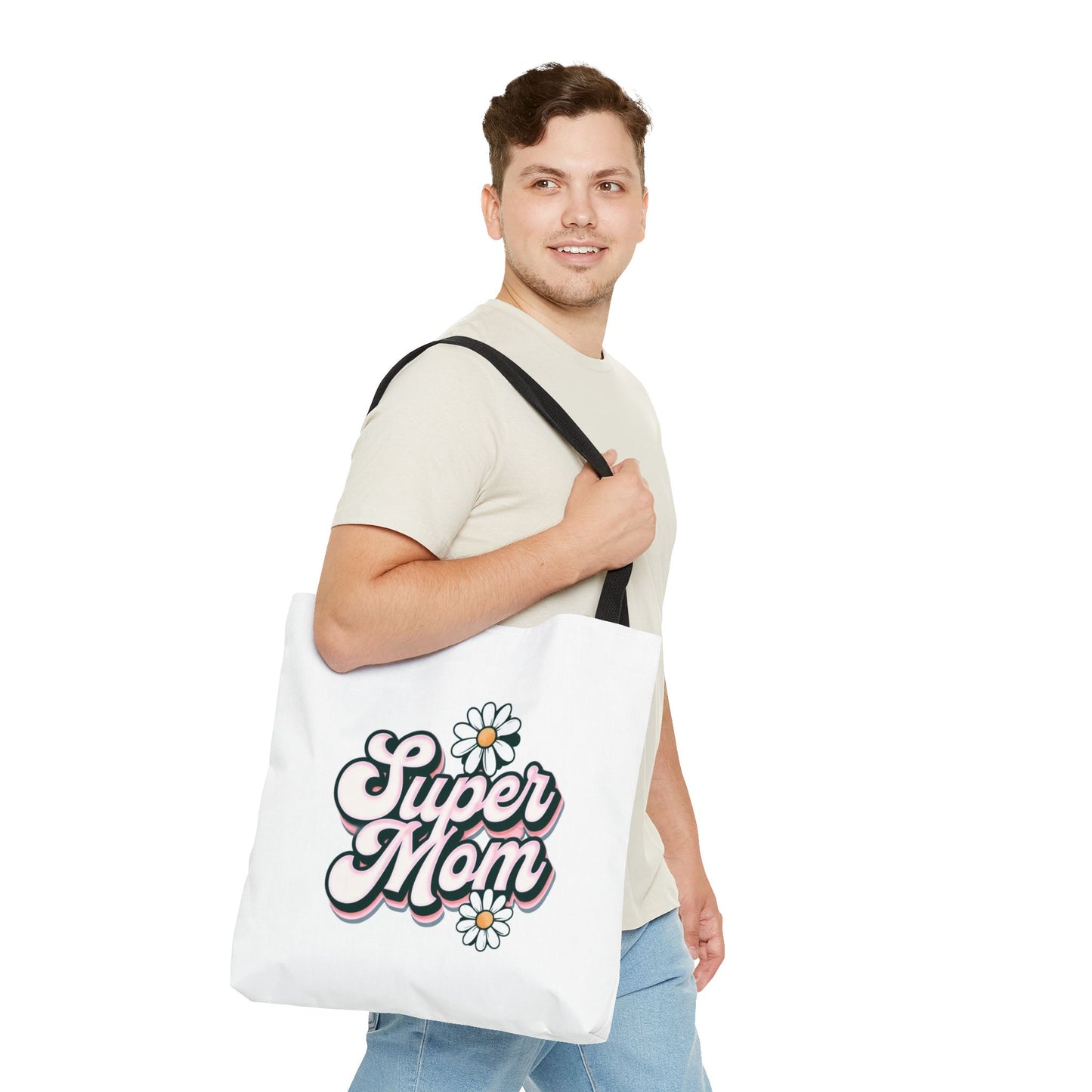 Super Mom Tote Bag - Floral Gift for Mothers Day, Shopping Bag, Eco-Friendly, Everyday Use, Mother's Day Gift, Mom Life