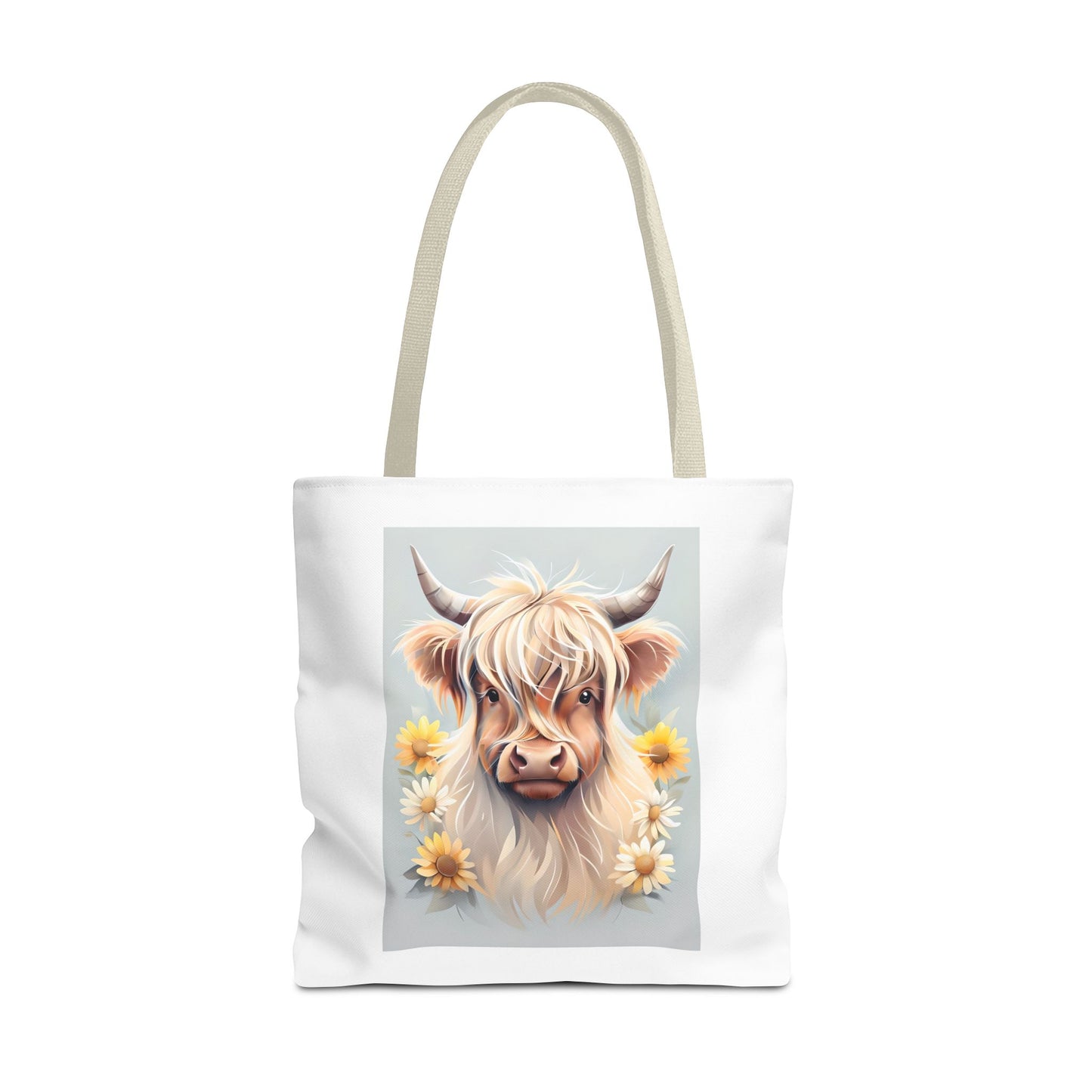 Adorable Highland Cow Tote Bag, Farmhouse Decor, Animal Lover Gift, Floral Print, Everyday Use, Easter gift
