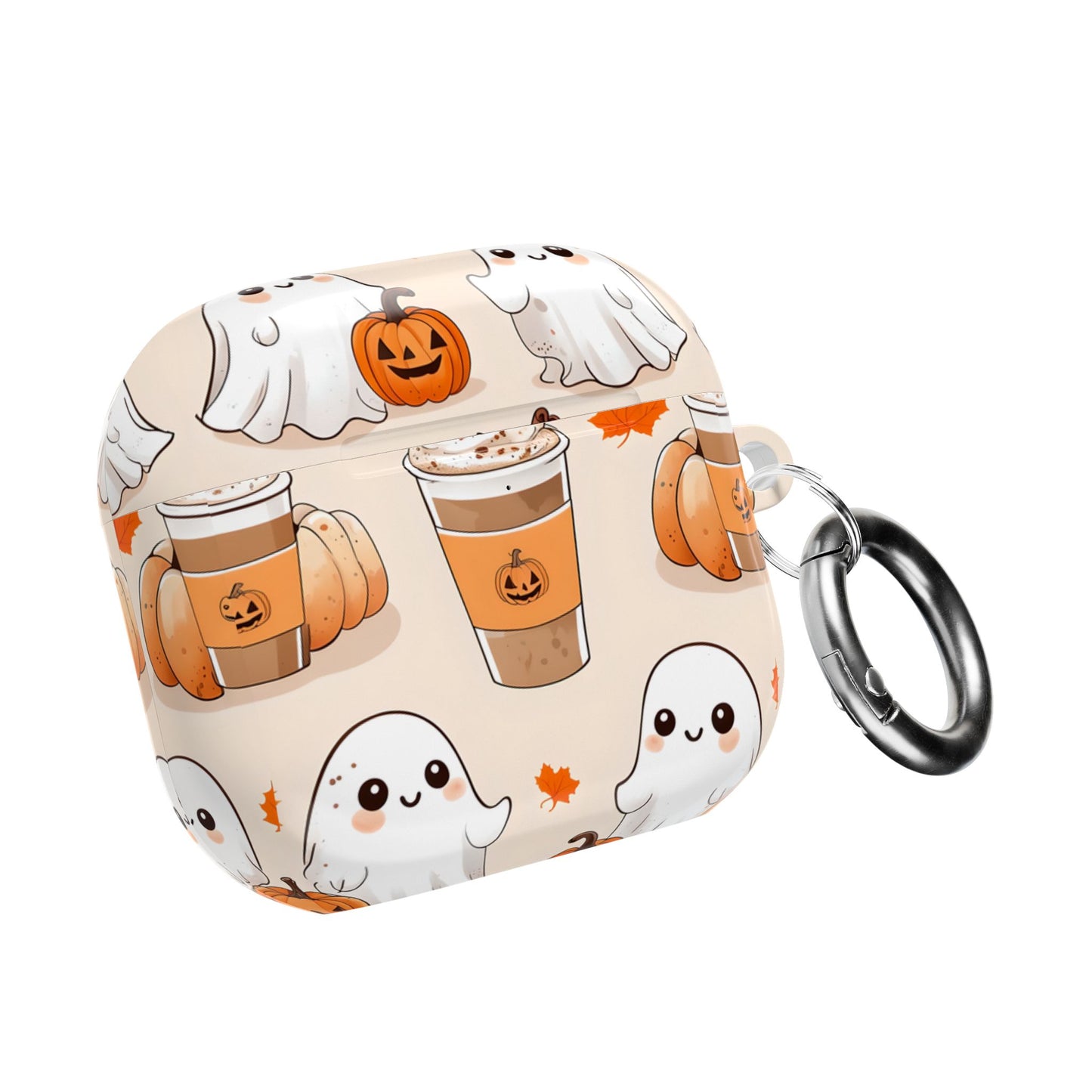 Fall Ghost Coffee AirPods Case, Cute Halloween AirPods Case, Pumpkin Coffee AirPods Cover, Autumn Ghost AirPods Case