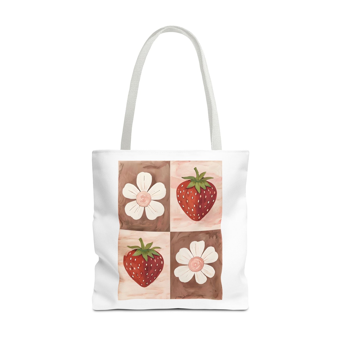 Strawberry Floral Tote Bag, Perfect for Spring, Eco-Friendly Shopping, Farmers Market, Gifts for Her, Cute Weekend Bag