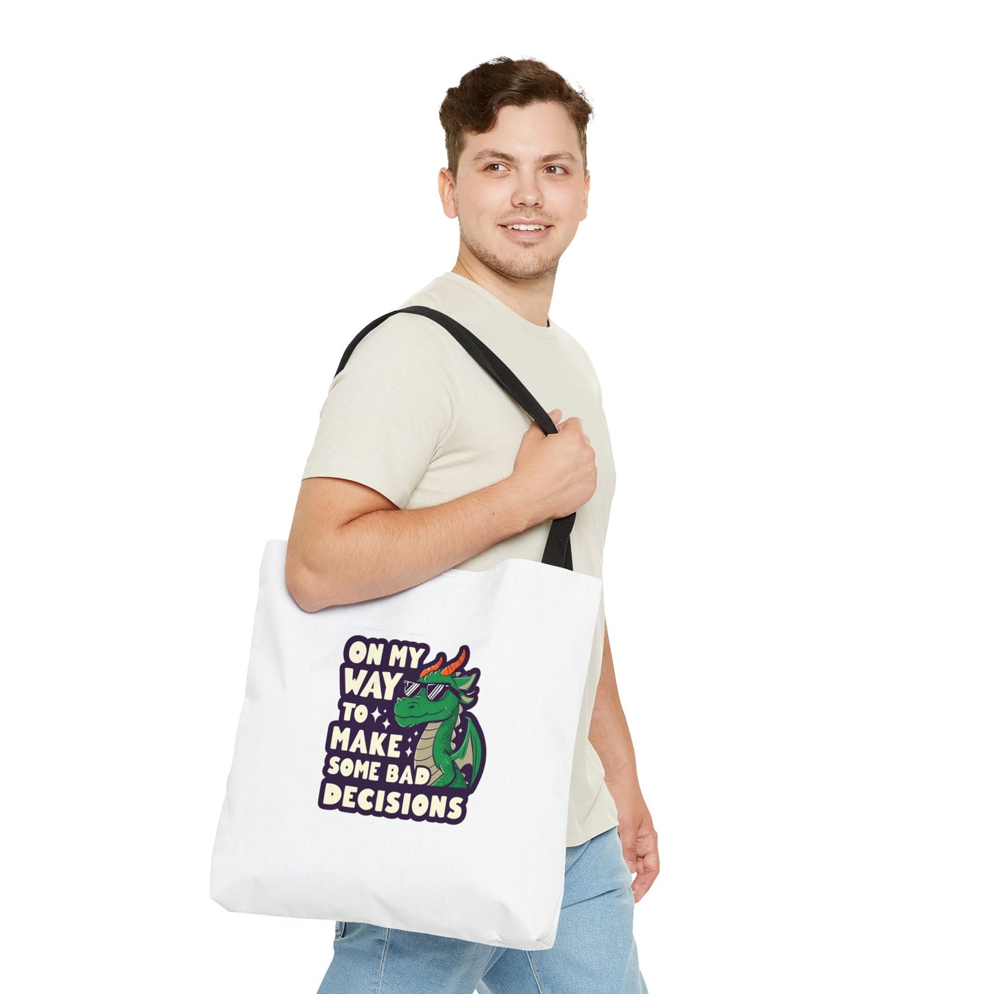 Funny Dragon Tote Bag - "On My Way to Make Some Bad Decisions"