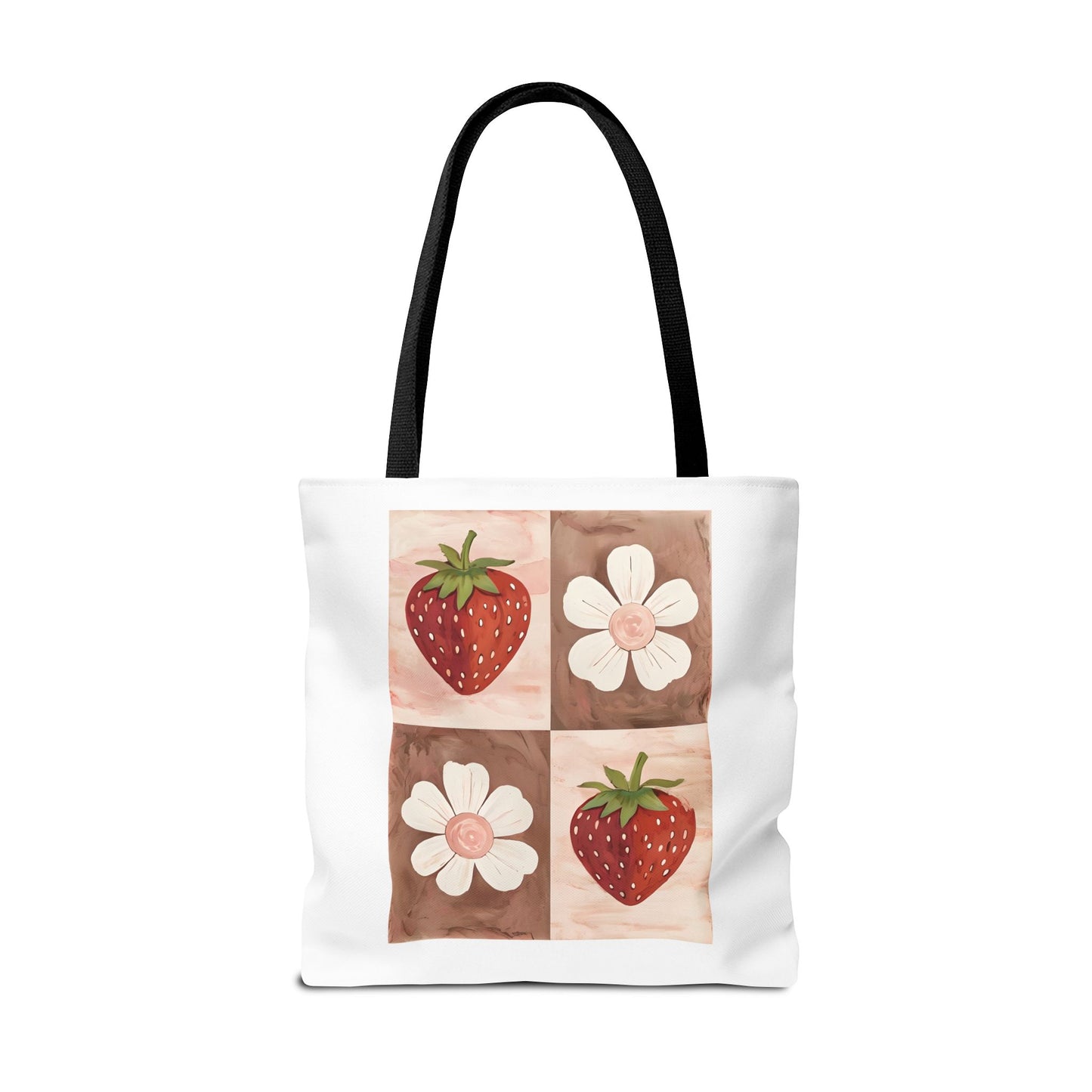 Strawberry Floral Tote Bag, Perfect for Spring, Eco-Friendly Shopping, Farmers Market, Gifts for Her, Cute Weekend Bag