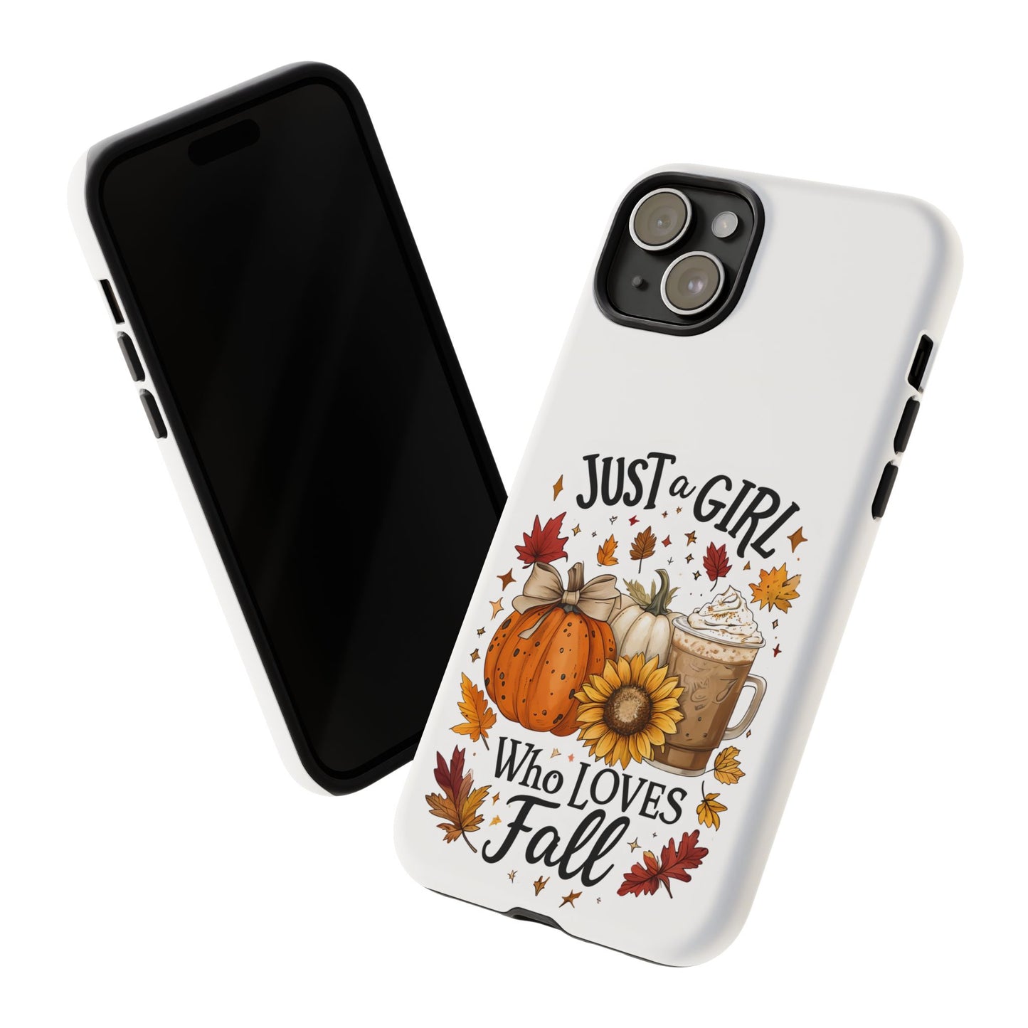 Just a Girl Who Loves Fall Phone Case, Autumn Aesthetic iPhone Cover, Pumpkin Spice Latte Case, Cute Fall Gift