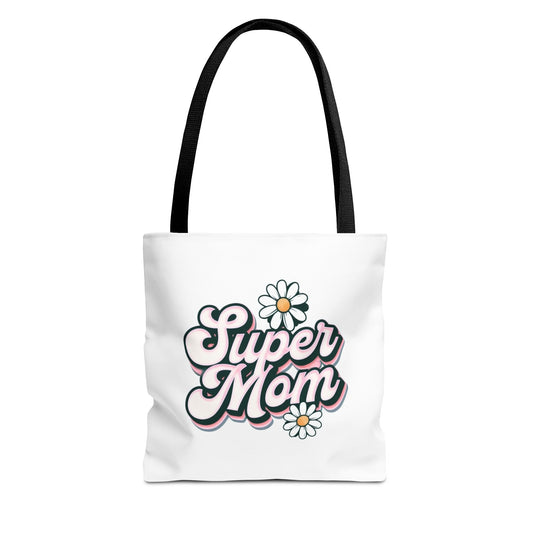Super Mom Tote Bag - Floral Gift for Mothers Day, Shopping Bag, Eco-Friendly, Everyday Use, Mother's Day Gift, Mom Life