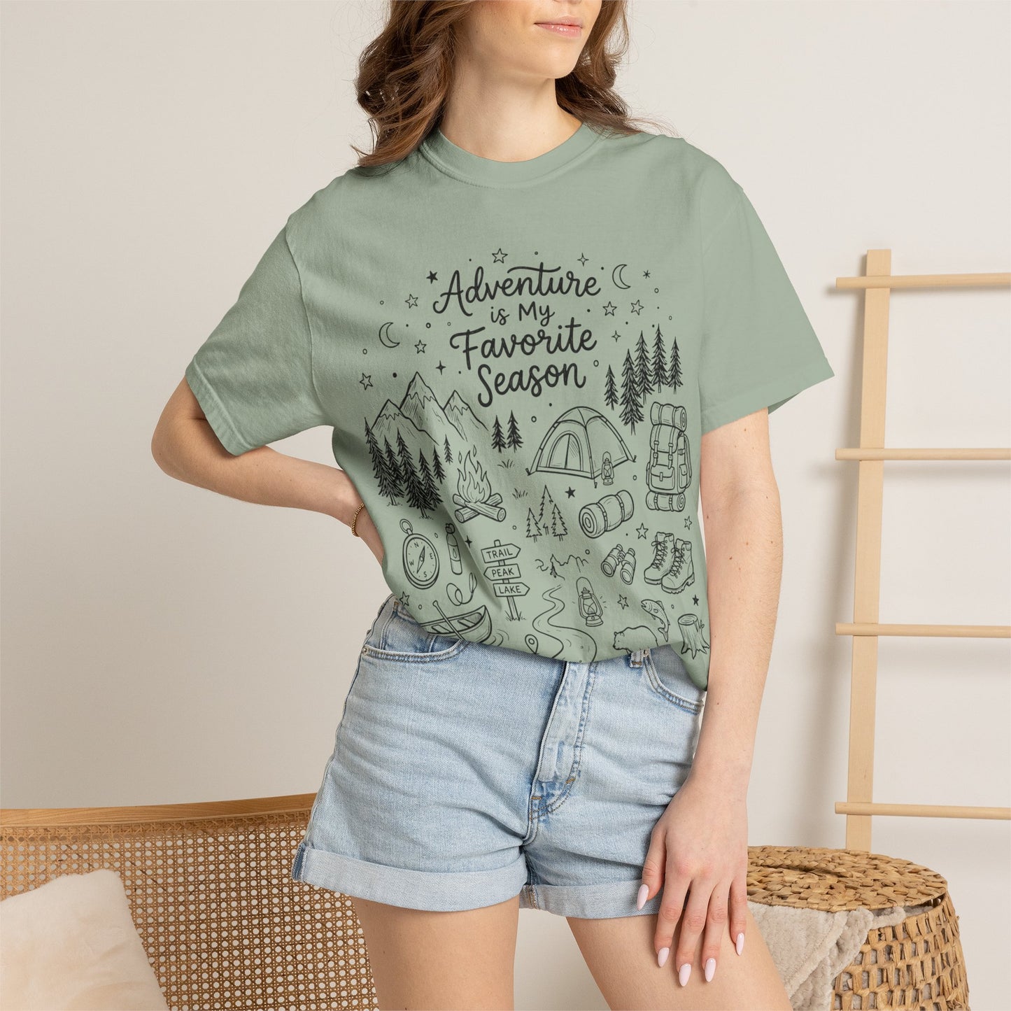 Adventure Shirt, Outdoorsy Graphic Tee, Camping Hiking Shirt, Blue Jean Comfort Colors Tee, Nature Lover Gift