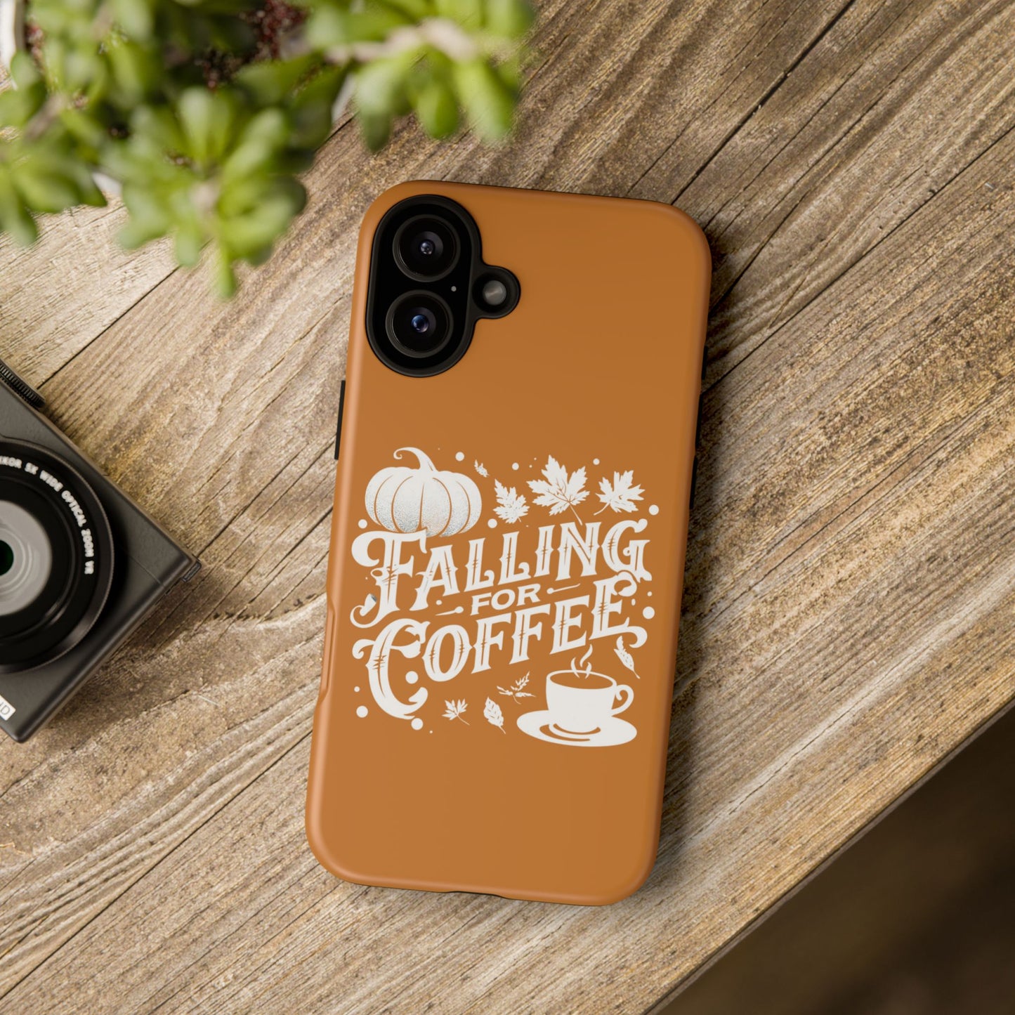 Falling for Coffee Phone Case, Fall Pumpkin Coffee Lover Gift, Autumn Phone Cover, Cozy Coffee Vibes Case, Pumpkin Spice Season Accessory
