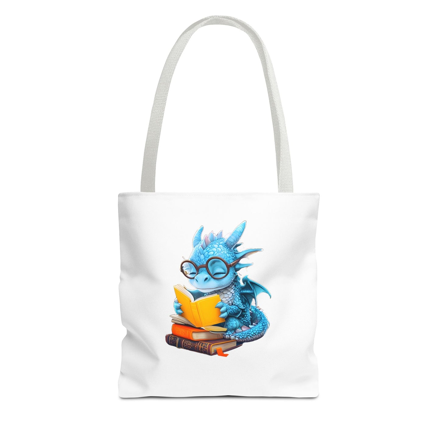 Cute Dragon Reading Tote Bag, Book Lover Gift, Fantasy Art Tote, Dragon Enthusiast, Whimsical Bag for Everyday Use