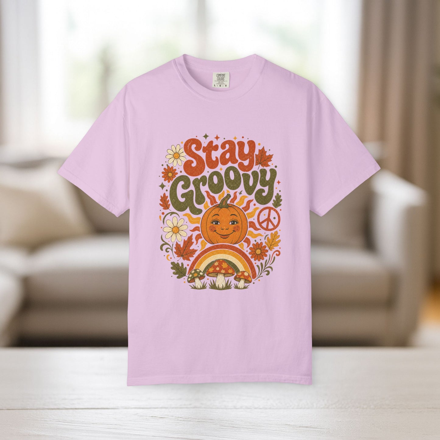 Stay Groovy Shirt | Retro Fall Comfort Colors Tee | 70s Pumpkin Graphic Tee | Boho Autumn Shirt | Groovy Fall Peace Sign T-Shirt