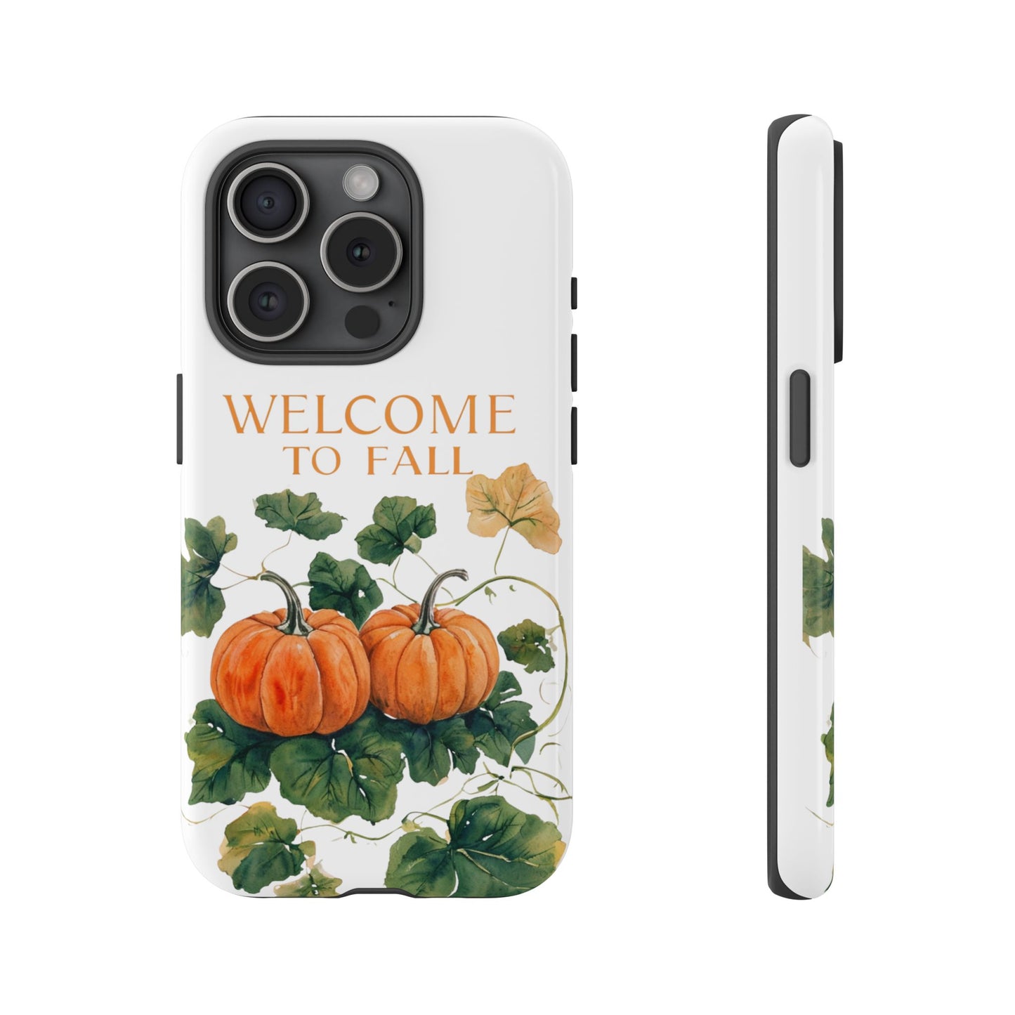 Welcome to Fall Phone Case, Pumpkin Autumn Leaves Design, Fall Aesthetic iPhone Cover, Seasonal Harvest Gift for Her