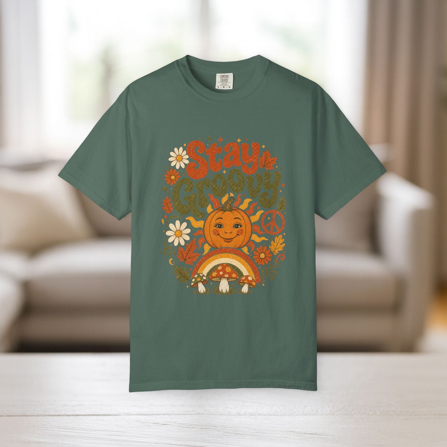 Stay Groovy Shirt | Retro Fall Comfort Colors Tee | 70s Pumpkin Graphic Tee | Boho Autumn Shirt | Groovy Fall Peace Sign T-Shirt
