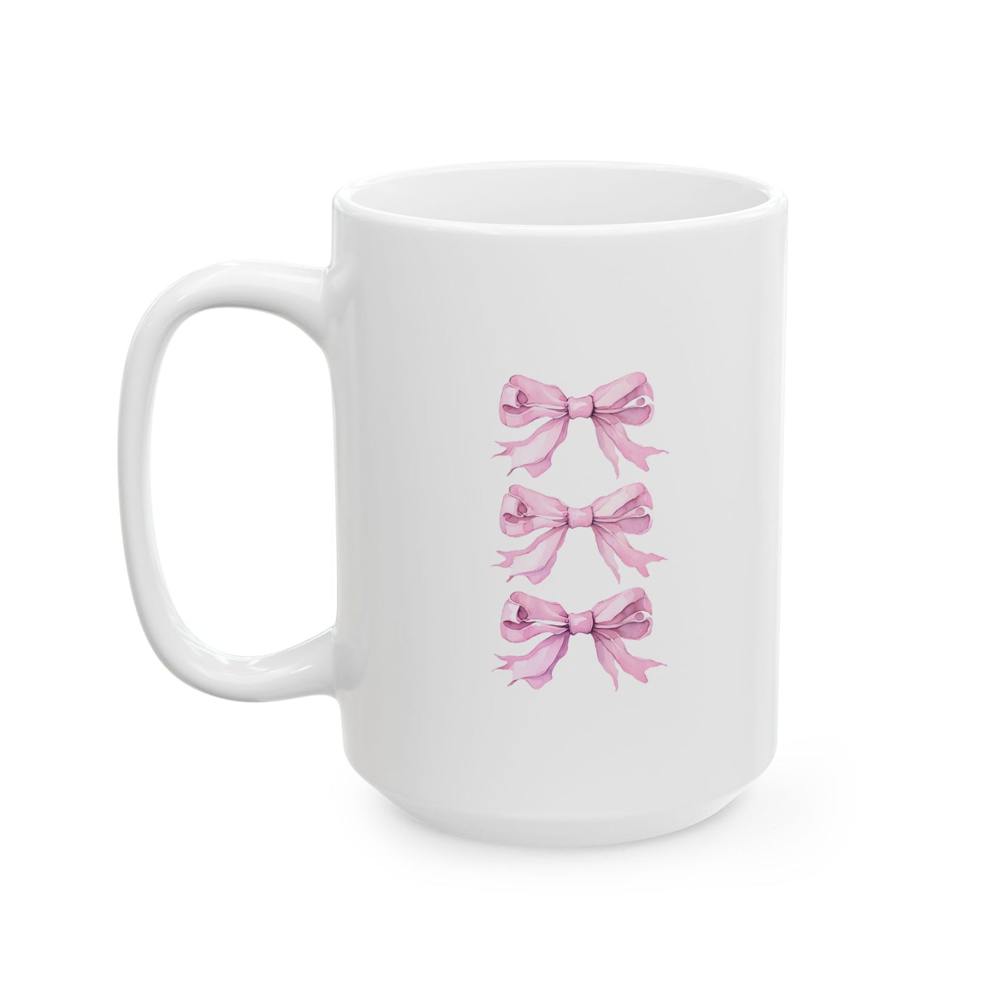 Charming Pink Triple Ribbon Ceramic Mug, Perfect Gift for Breast Cancer Awareness, Tea Lovers, Coffee Enthusiasts, Holiday, Self-Care