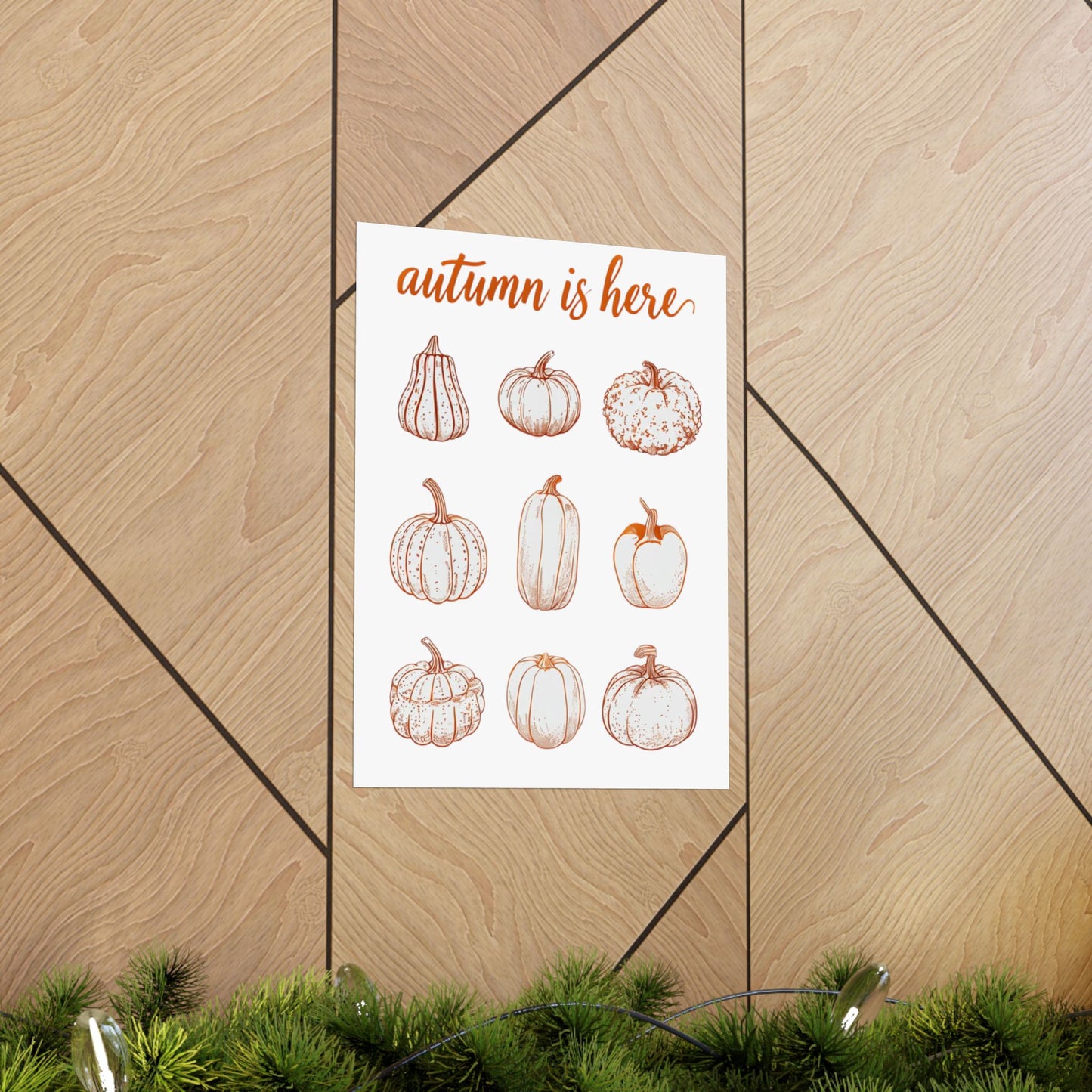 Autumn is Here Pumpkin Illustration Wall Art – Fall Harvest Seasonal Print