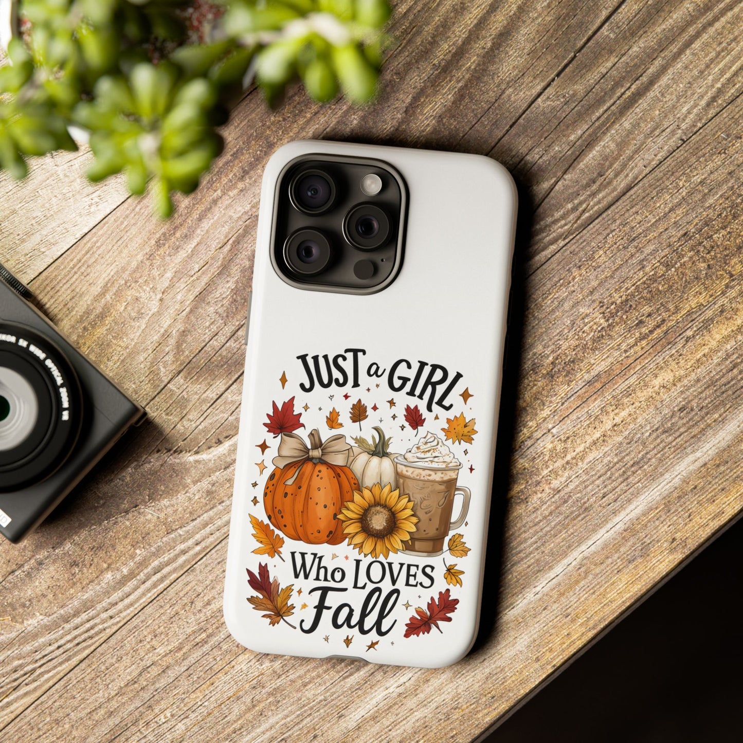 Just a Girl Who Loves Fall Phone Case, Autumn Aesthetic iPhone Cover, Pumpkin Spice Latte Case, Cute Fall Gift