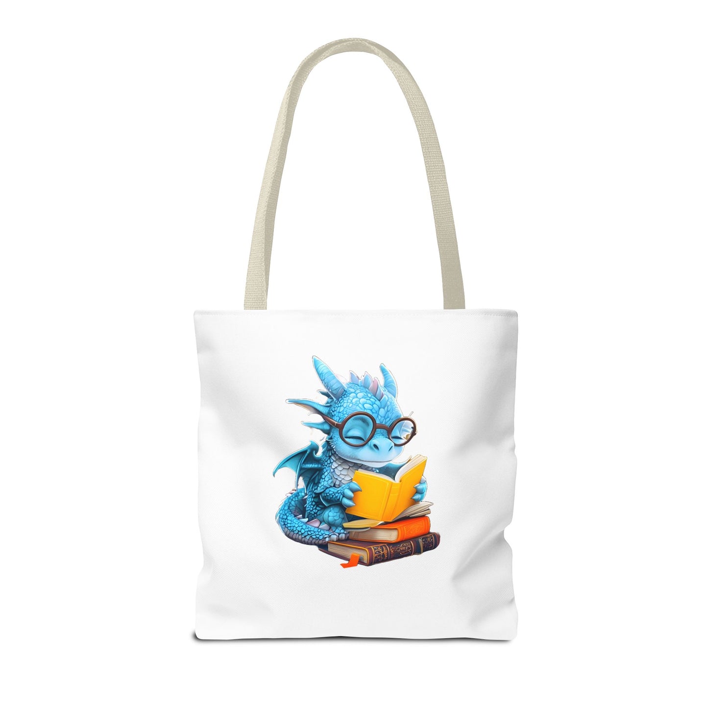 Cute Dragon Reading Tote Bag, Book Lover Gift, Fantasy Art Tote, Dragon Enthusiast, Whimsical Bag for Everyday Use