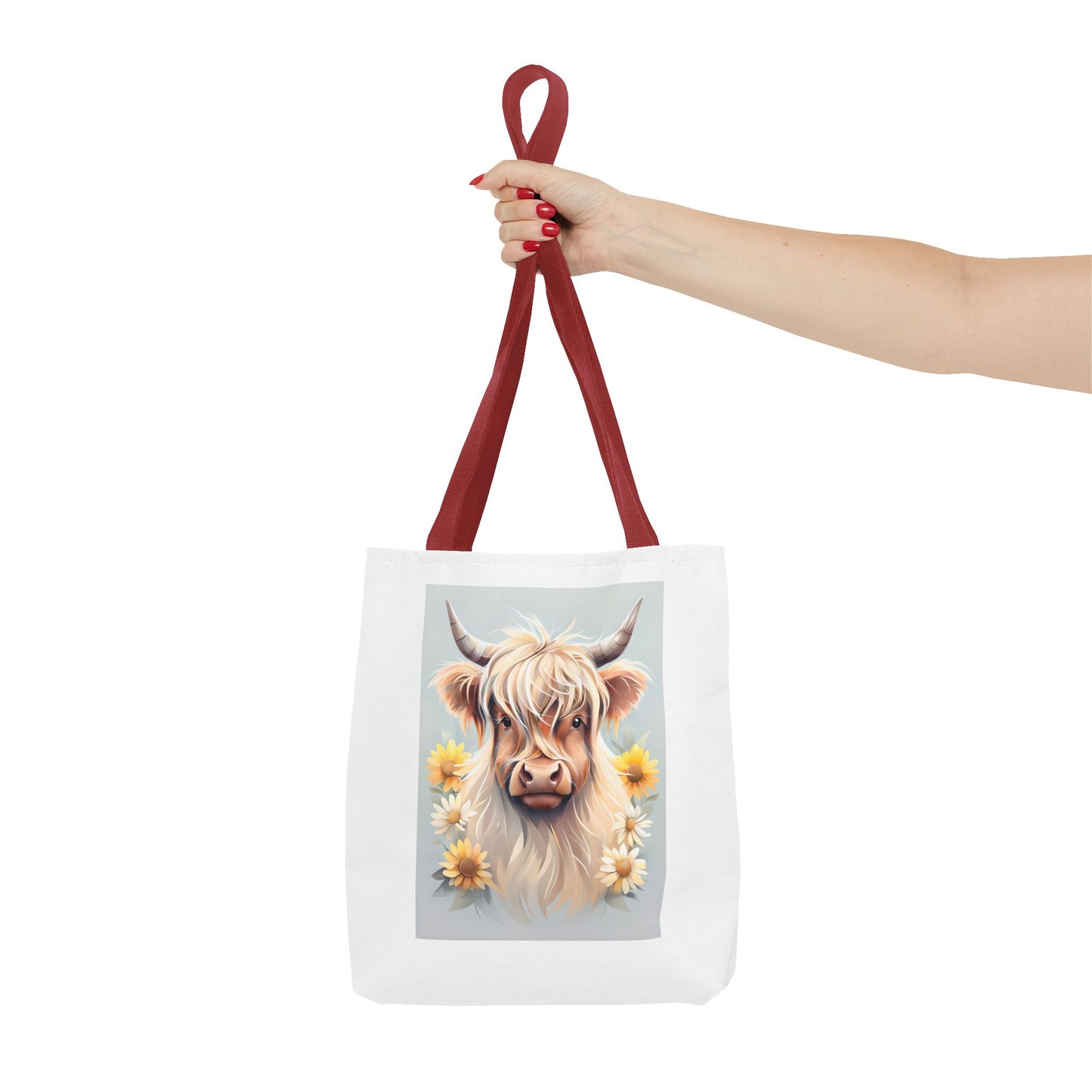 Adorable Highland Cow Tote Bag, Farmhouse Decor, Animal Lover Gift, Floral Print, Everyday Use, Easter gift