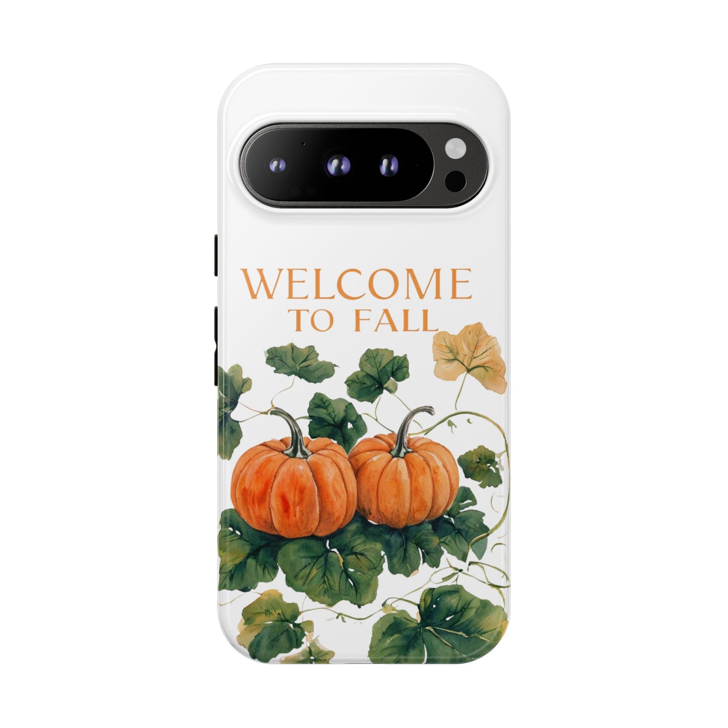 Welcome to Fall Phone Case, Pumpkin Autumn Leaves Design, Fall Aesthetic iPhone Cover, Seasonal Harvest Gift for Her