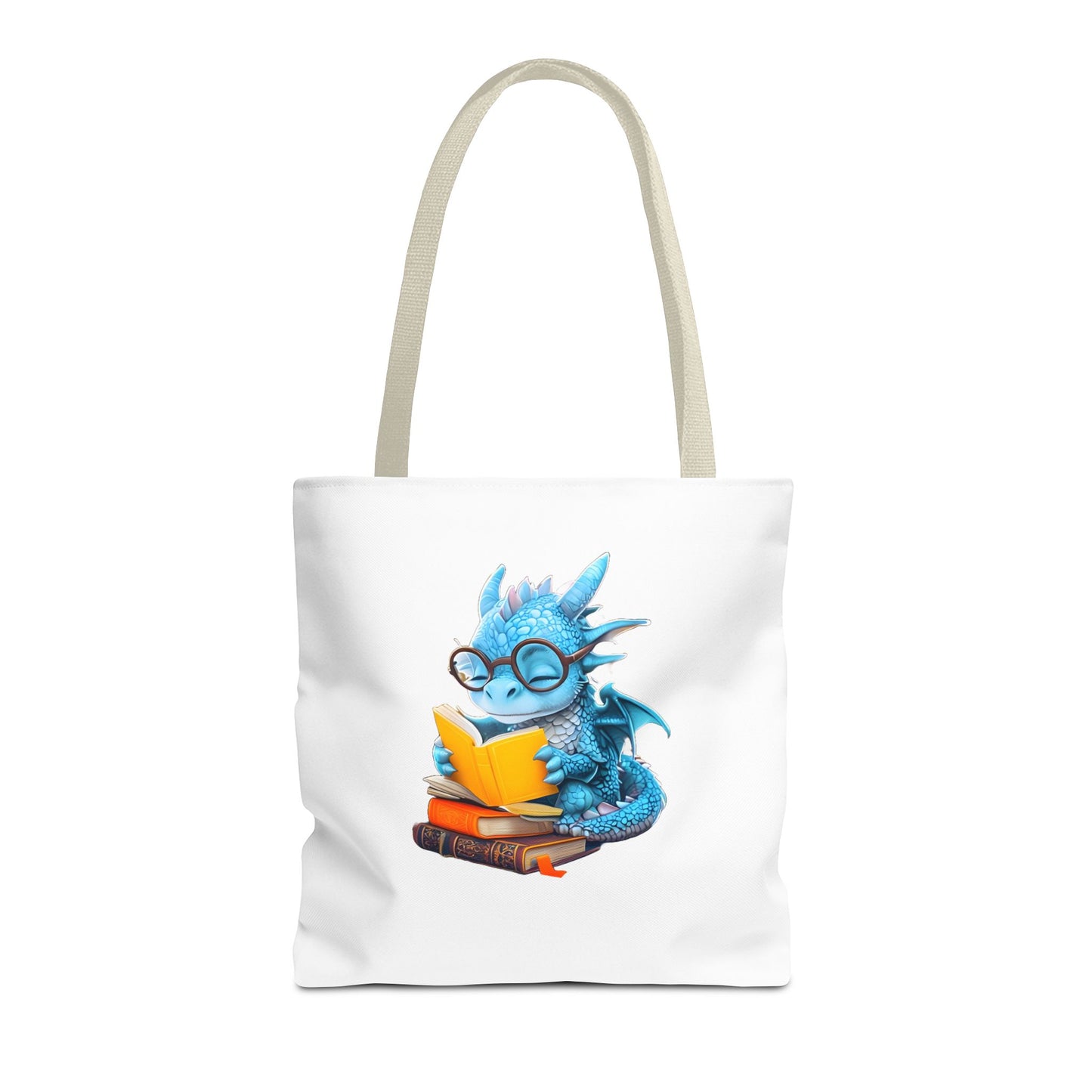 Cute Dragon Reading Tote Bag, Book Lover Gift, Fantasy Art Tote, Dragon Enthusiast, Whimsical Bag for Everyday Use