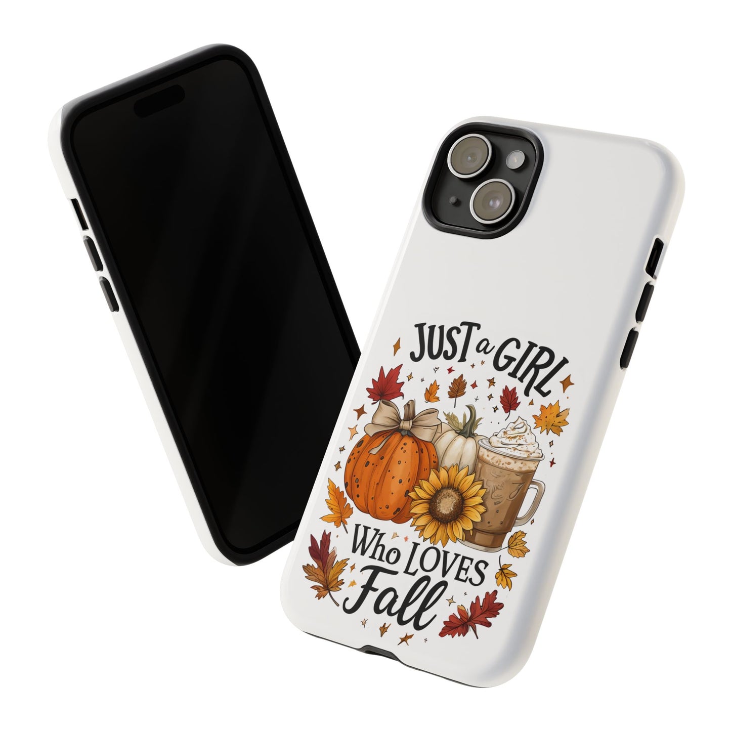 Just a Girl Who Loves Fall Phone Case, Autumn Aesthetic iPhone Cover, Pumpkin Spice Latte Case, Cute Fall Gift