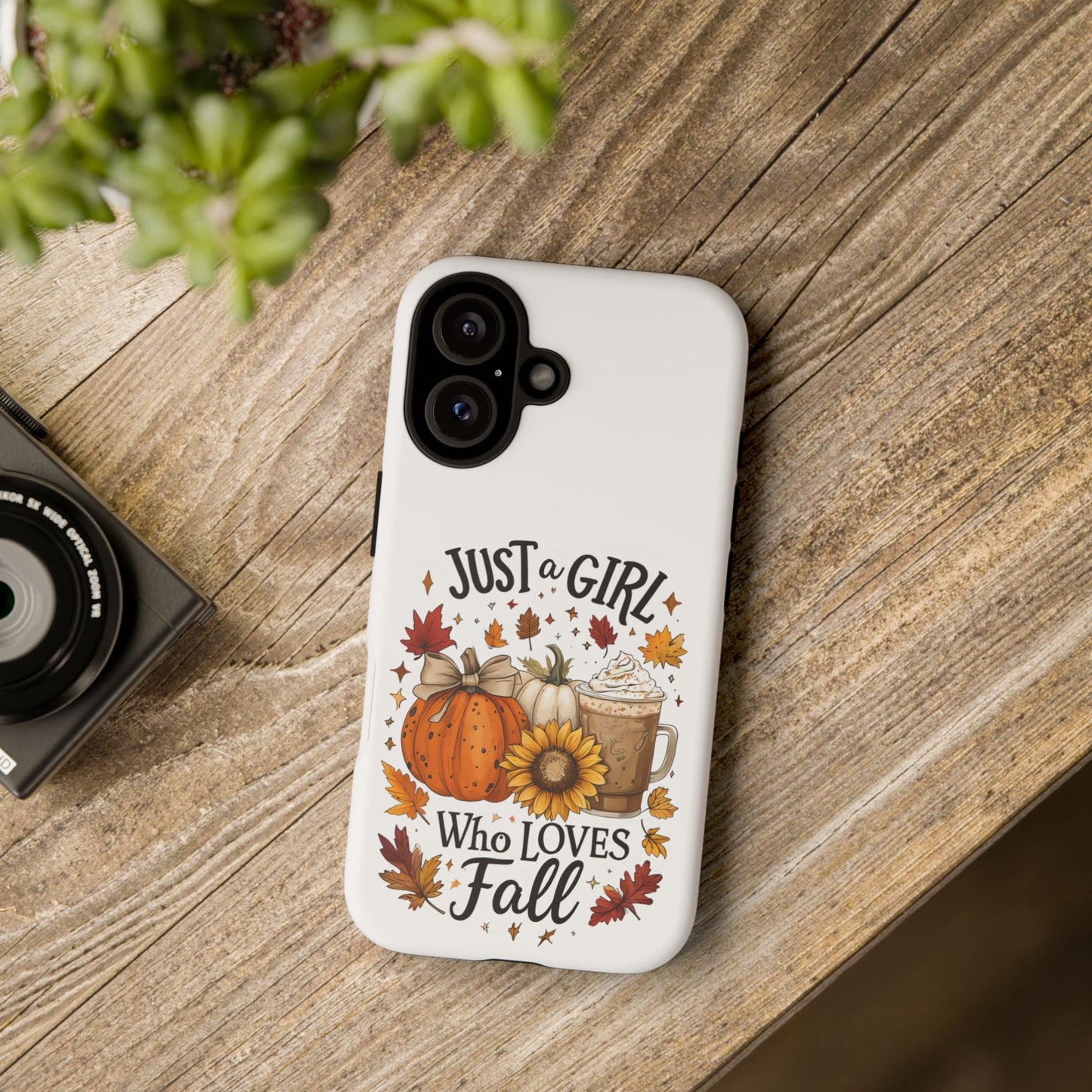 Just a Girl Who Loves Fall Phone Case, Autumn Aesthetic iPhone Cover, Pumpkin Spice Latte Case, Cute Fall Gift