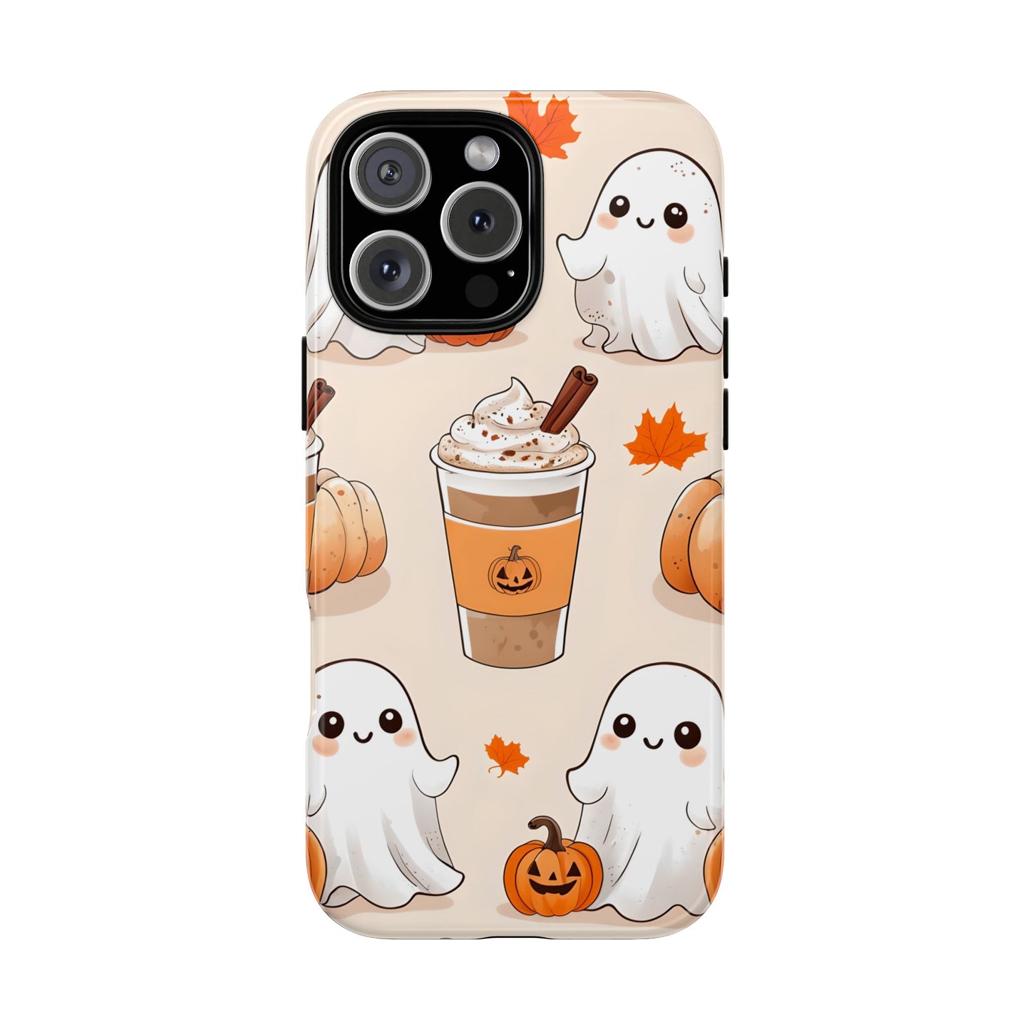 Kawaii Ghost Phone Case, Halloween Coffee Case, Pumpkin Spice iPhone Cover, Cute Fall Phone Grip, Spooky Season Aesthetic