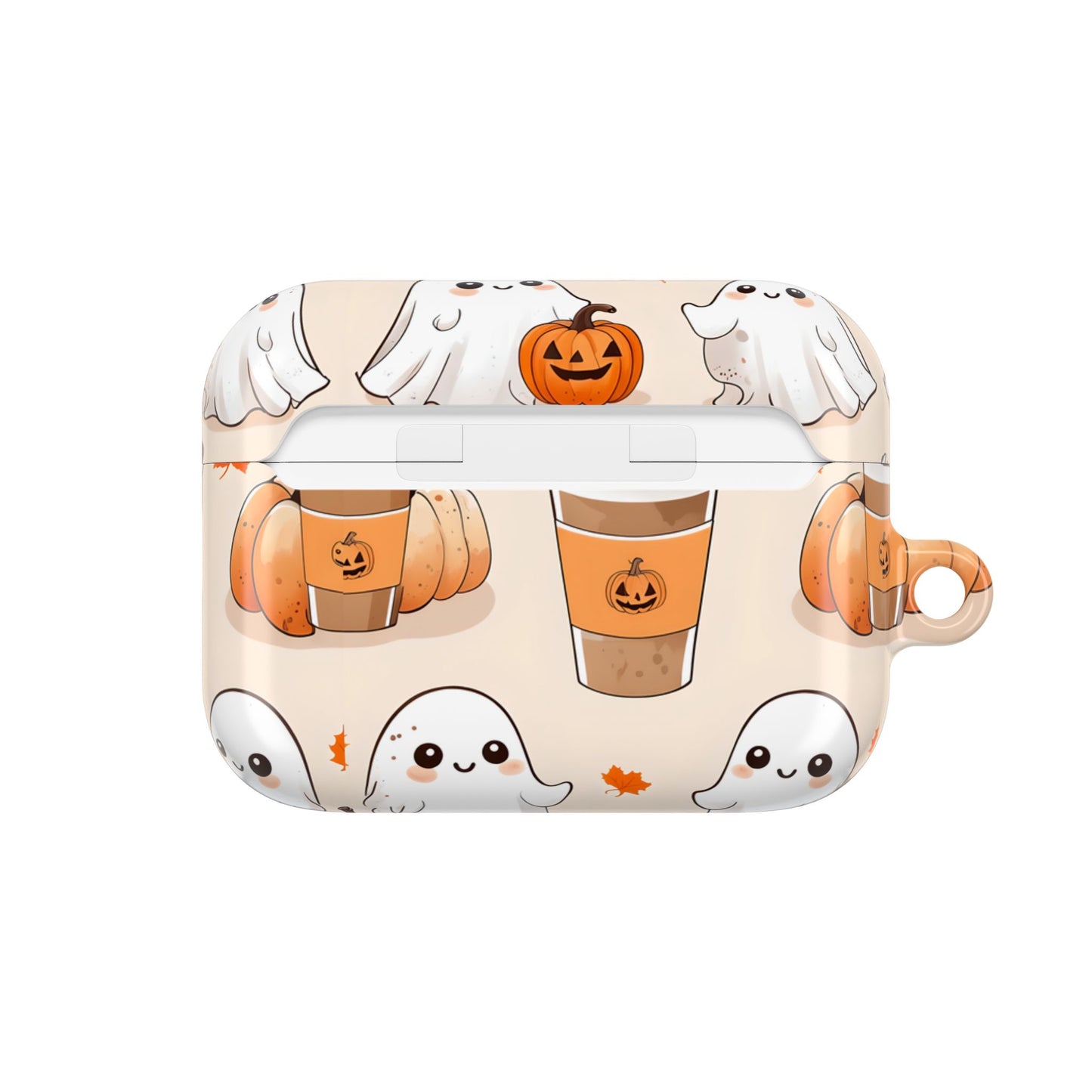 Fall Ghost Coffee AirPods Case, Cute Halloween AirPods Case, Pumpkin Coffee AirPods Cover, Autumn Ghost AirPods Case