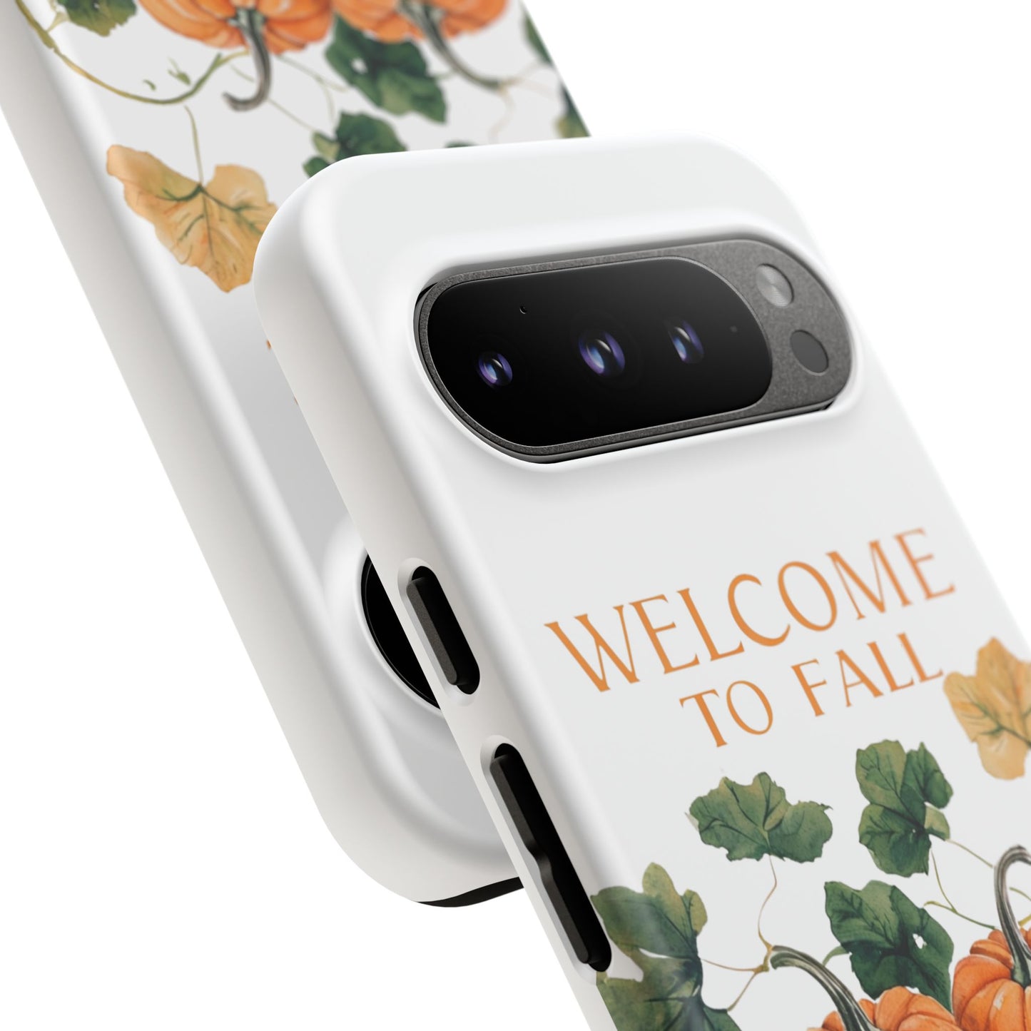Welcome to Fall Phone Case, Pumpkin Autumn Leaves Design, Fall Aesthetic iPhone Cover, Seasonal Harvest Gift for Her