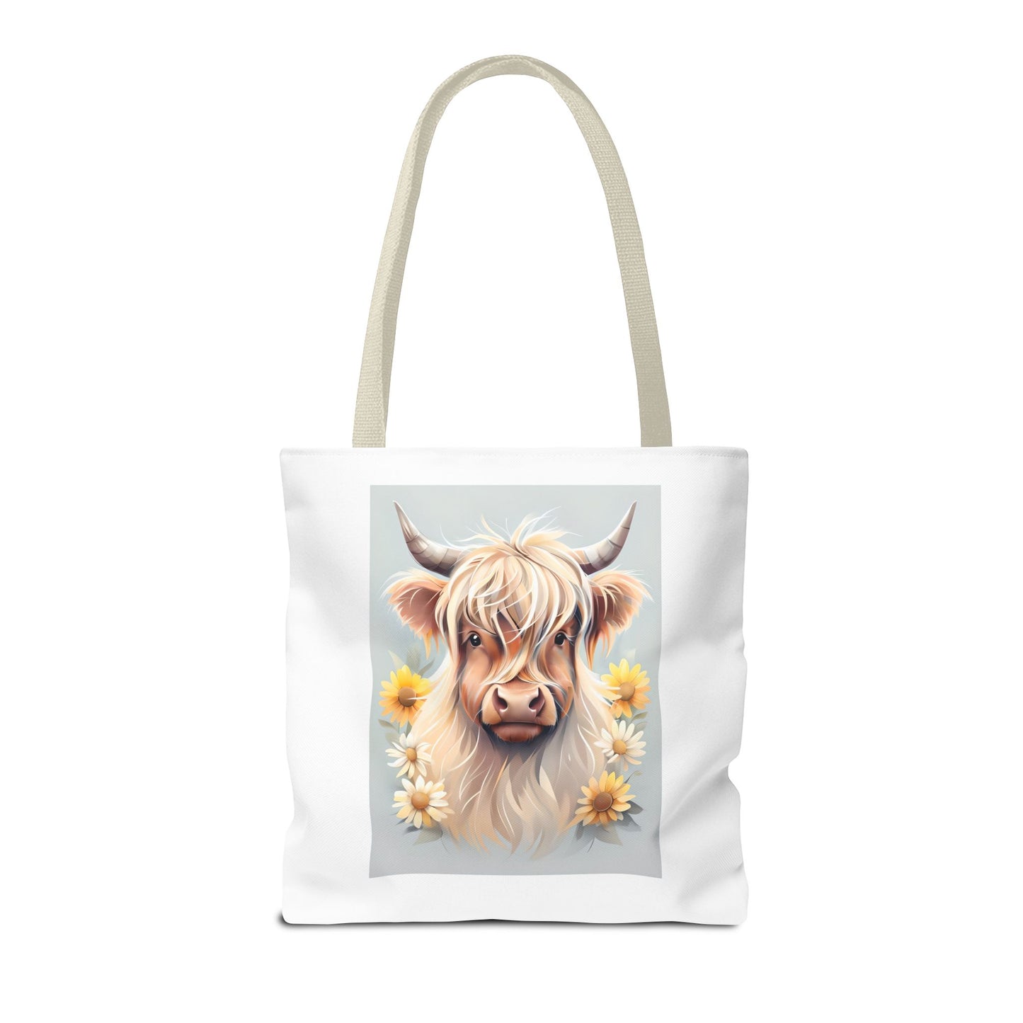Adorable Highland Cow Tote Bag, Farmhouse Decor, Animal Lover Gift, Floral Print, Everyday Use, Easter gift